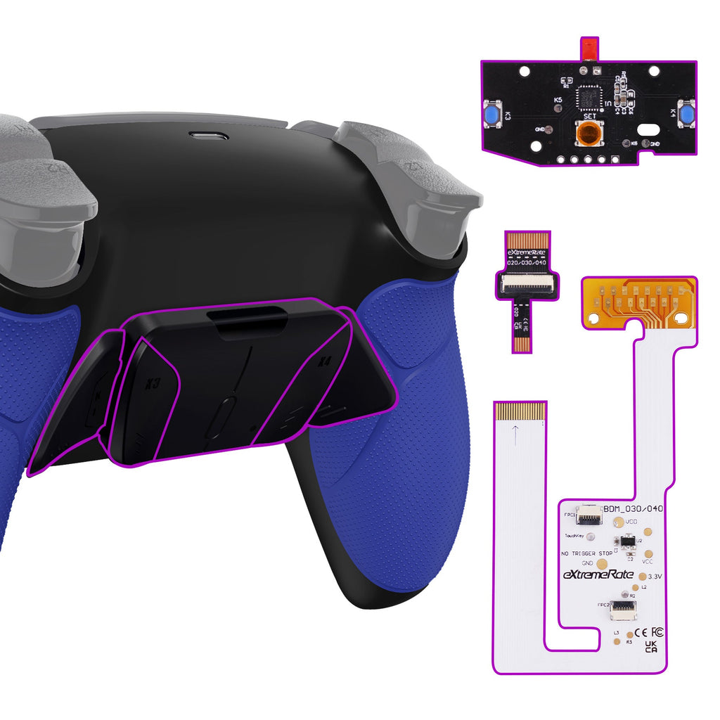 eXtremeRate Remappable RISE4 V3 Remap Kit for PS5 Controller BDM-030/040/050 - Rubberized Blue eXtremeRate