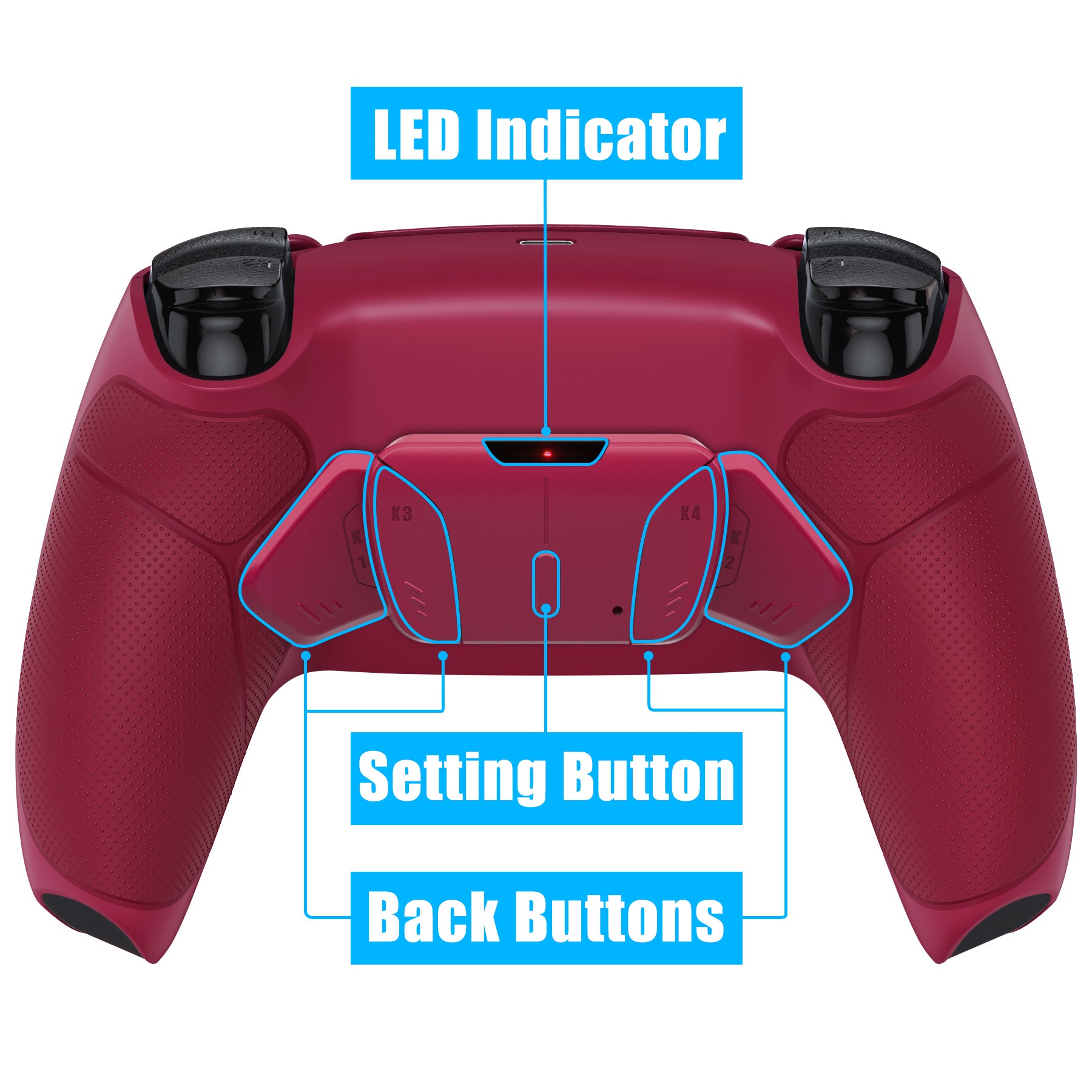 eXtremeRate Remappable RISE4 V3 Remap Kit for PS5 Controller BDM-030/040/050 - Rubberized Cosmic Red eXtremeRate