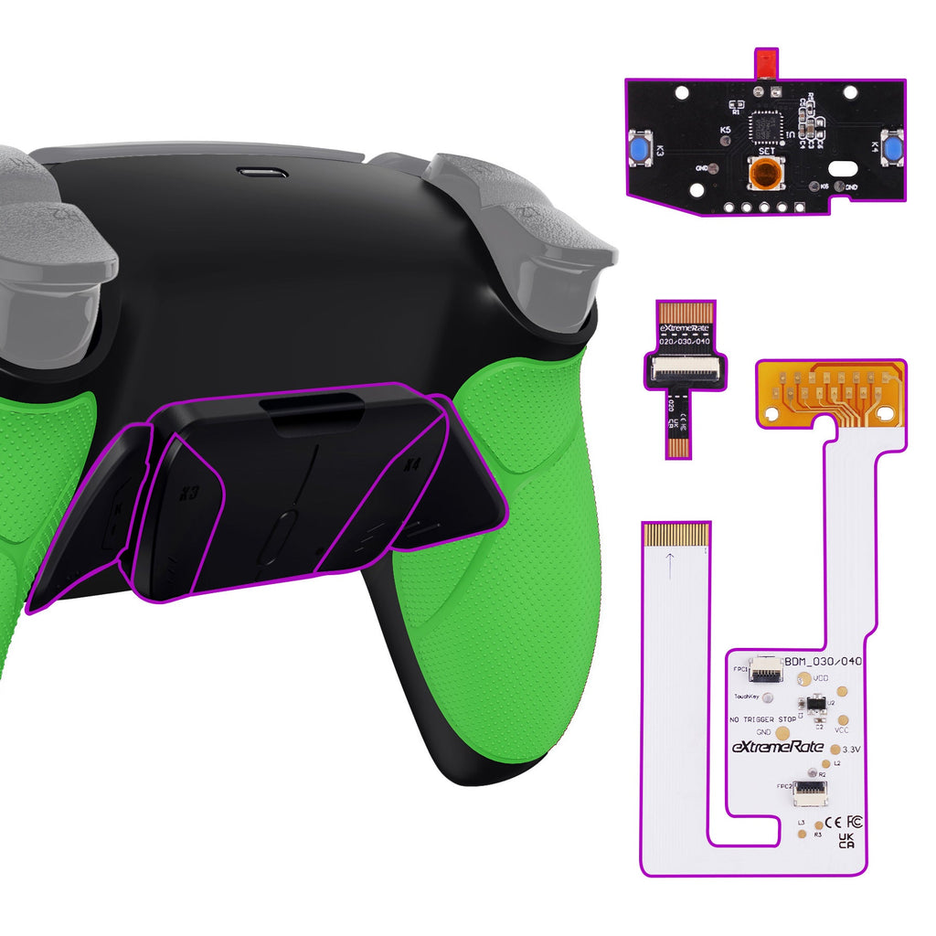 eXtremeRate Remappable RISE4 V3 Remap Kit for PS5 Controller BDM-030/040/050 - Rubberized Green eXtremeRate