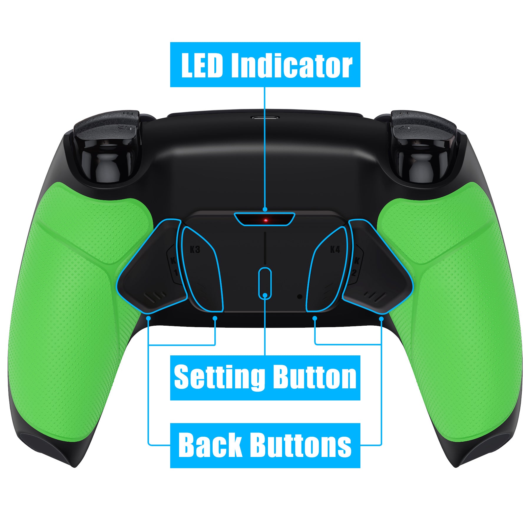 eXtremeRate Remappable RISE4 V3 Remap Kit for PS5 Controller BDM-030/040/050 - Rubberized Green eXtremeRate