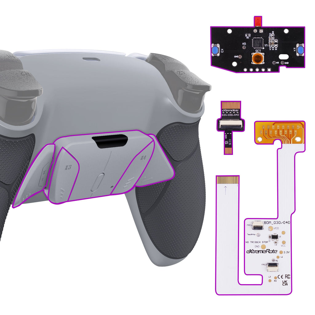 eXtremeRate Remappable RISE4 V3 Remap Kit for PS5 Controller BDM-030/040/050 - Rubberized New Hope Gray & Classic Gray eXtremeRate