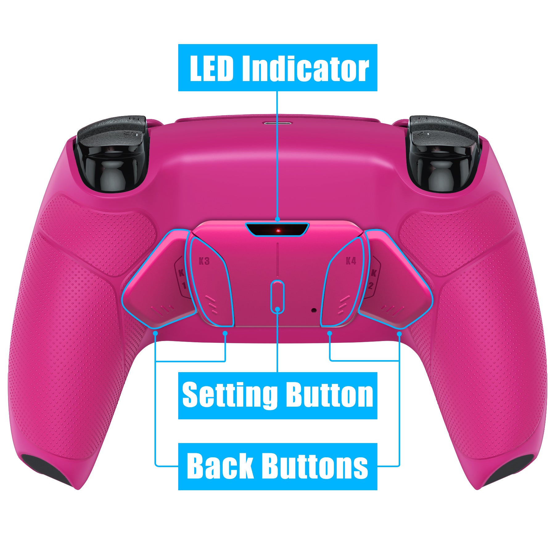eXtremeRate Remappable RISE4 V3 Remap Kit for PS5 Controller BDM-030/040/050 - Rubberized Nova Pink eXtremeRate