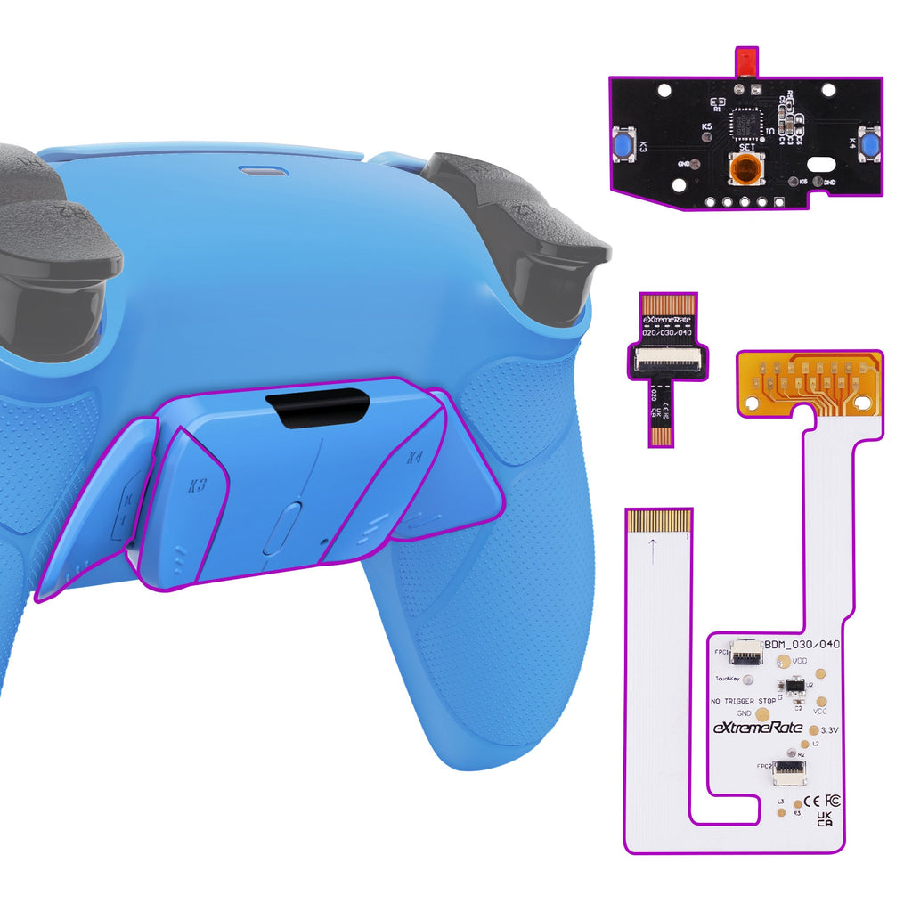 eXtremeRate Remappable RISE4 V3 Remap Kit for PS5 Controller BDM-030/040/050 - Rubberized Starlight Blue eXtremeRate