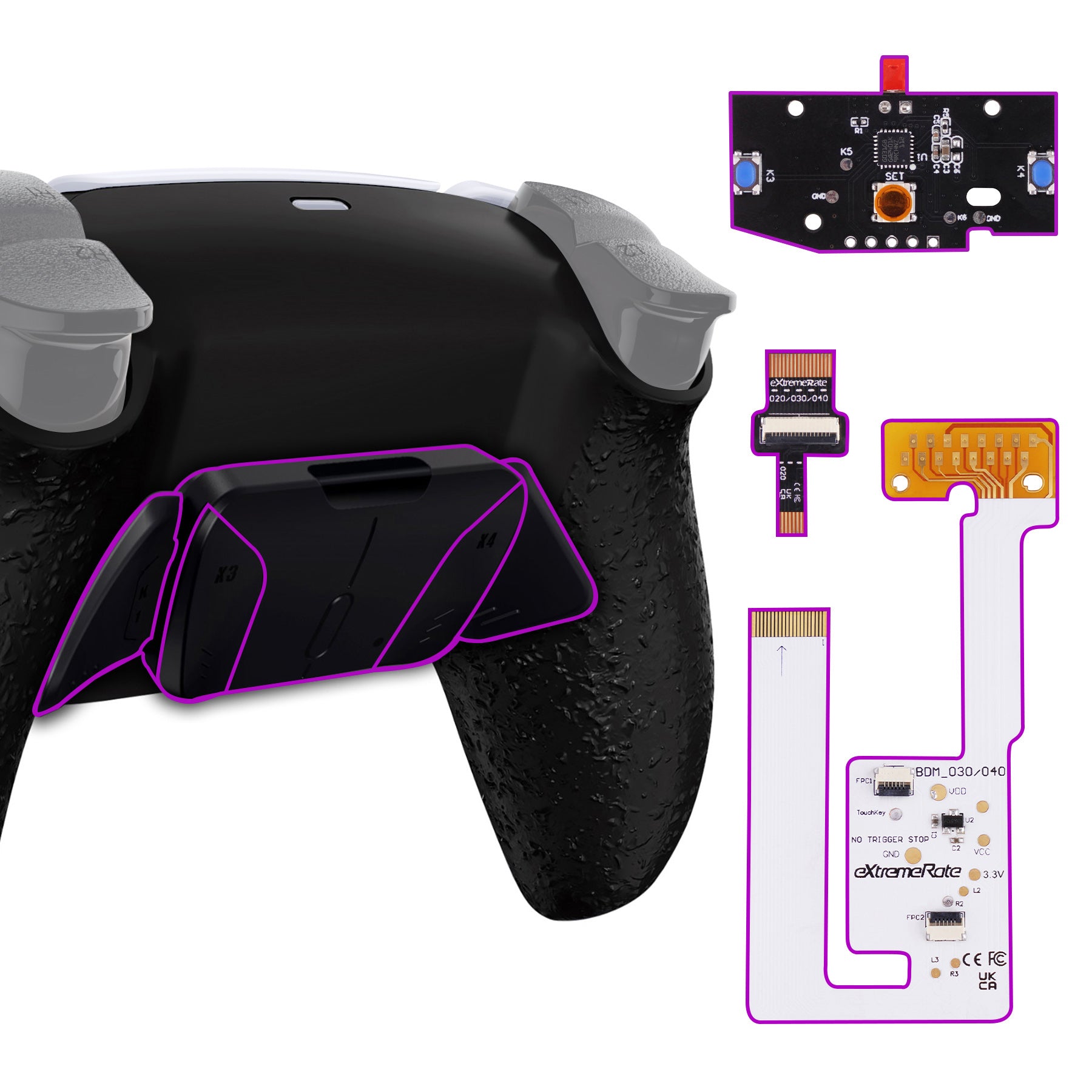 eXtremeRate Remappable RISE4 V3 Remap Kit for PS5 Controller BDM-030/040/050 - Textured Black eXtremeRate