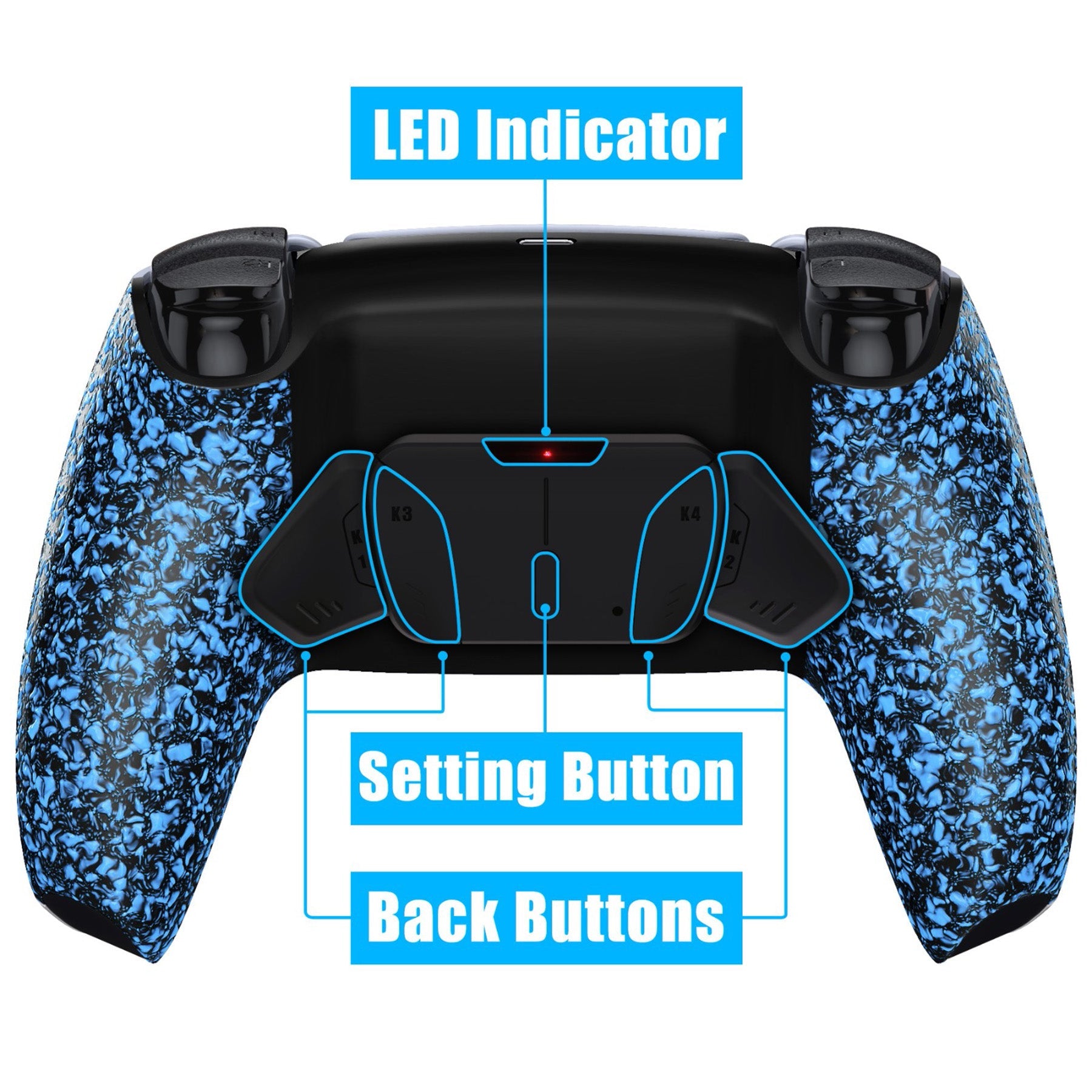 eXtremeRate Remappable RISE4 V3 Remap Kit for PS5 Controller BDM-030/040/050 - Textured Blue eXtremeRate