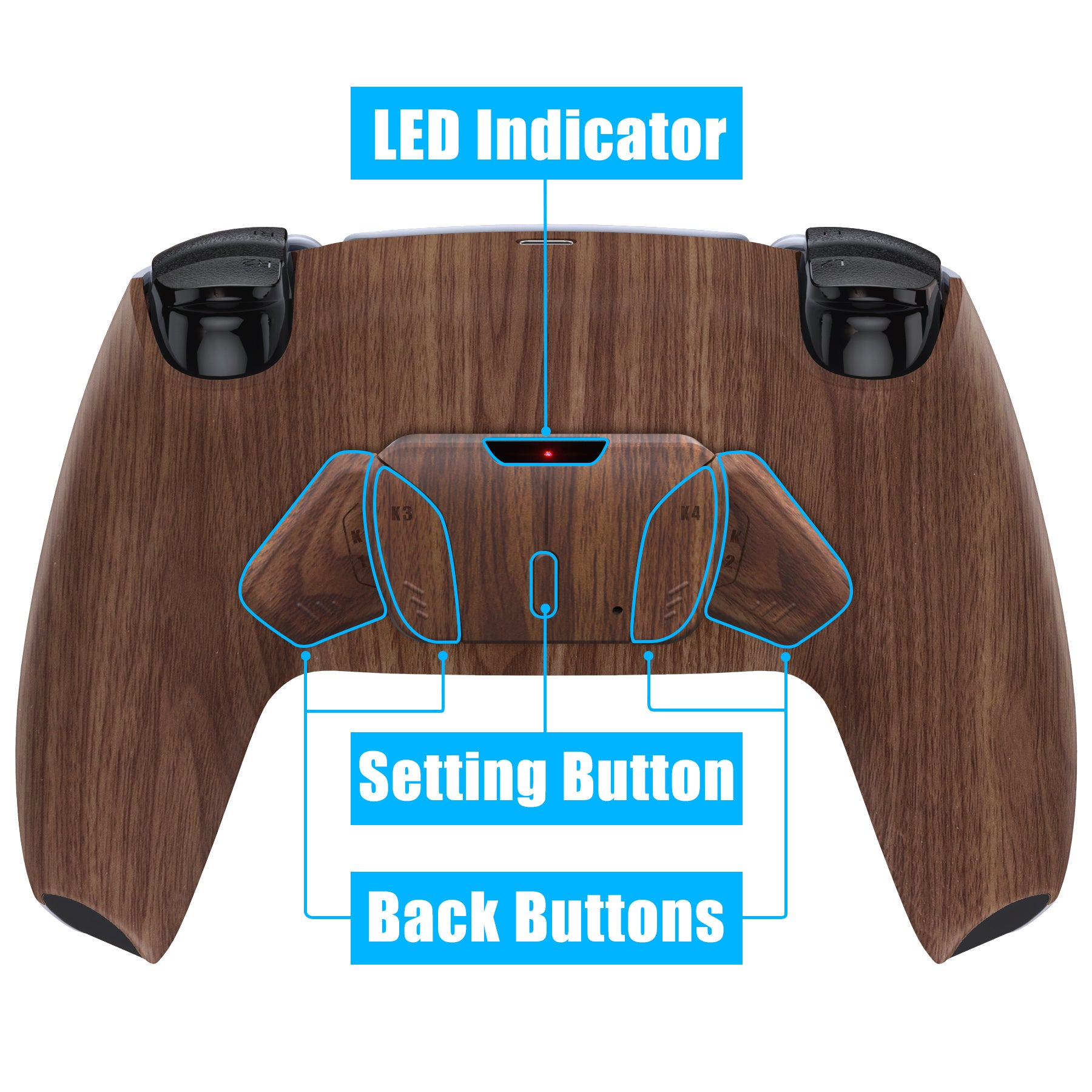 eXtremeRate Remappable RISE4 V3 Remap Kit for PS5 Controller BDM-030/040/050 - Wood Grain eXtremeRate