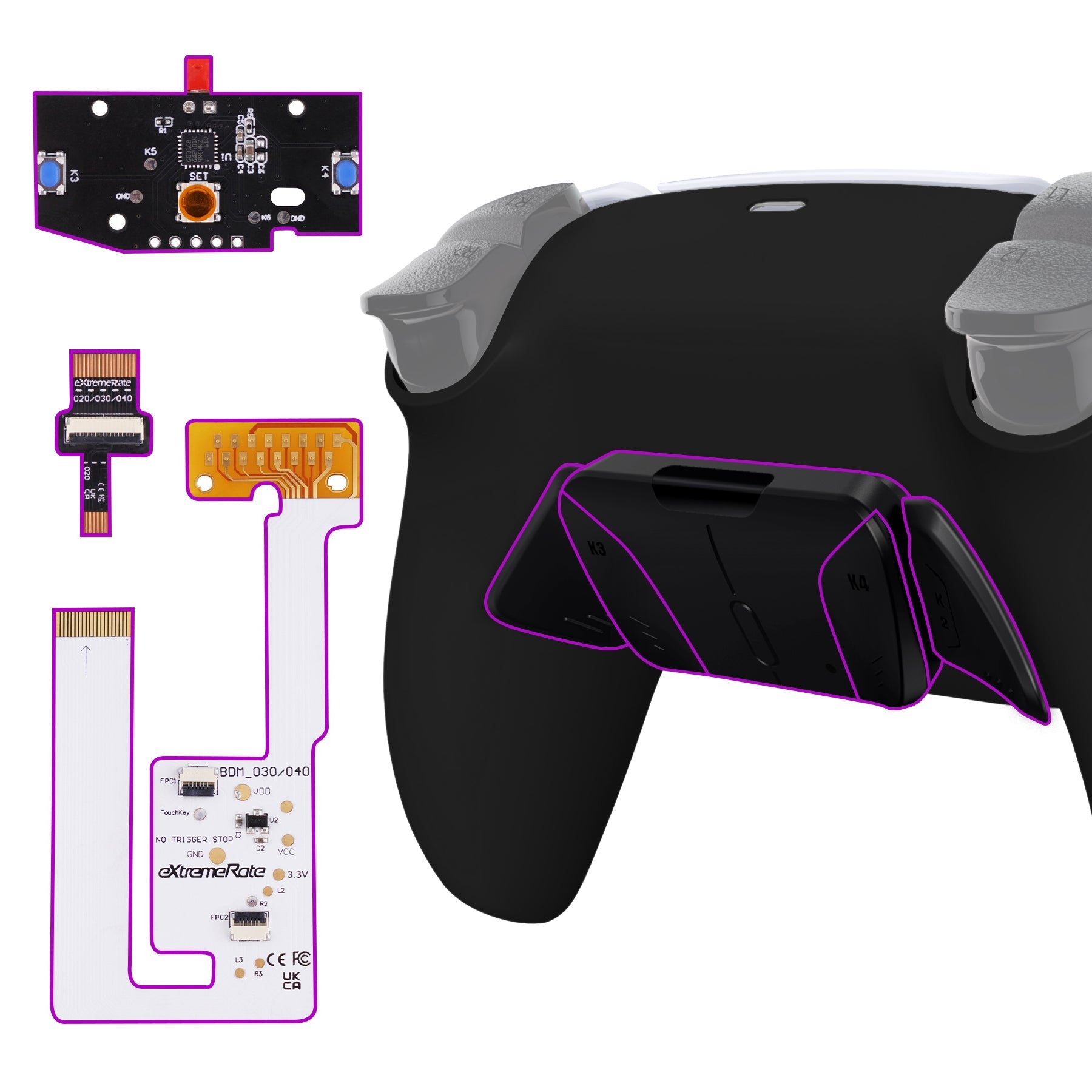 eXtremeRate Remappable RISE4 V4 Remap Kit for PS5 Controller BDM-030/040/050/060 - Black eXtremeRate