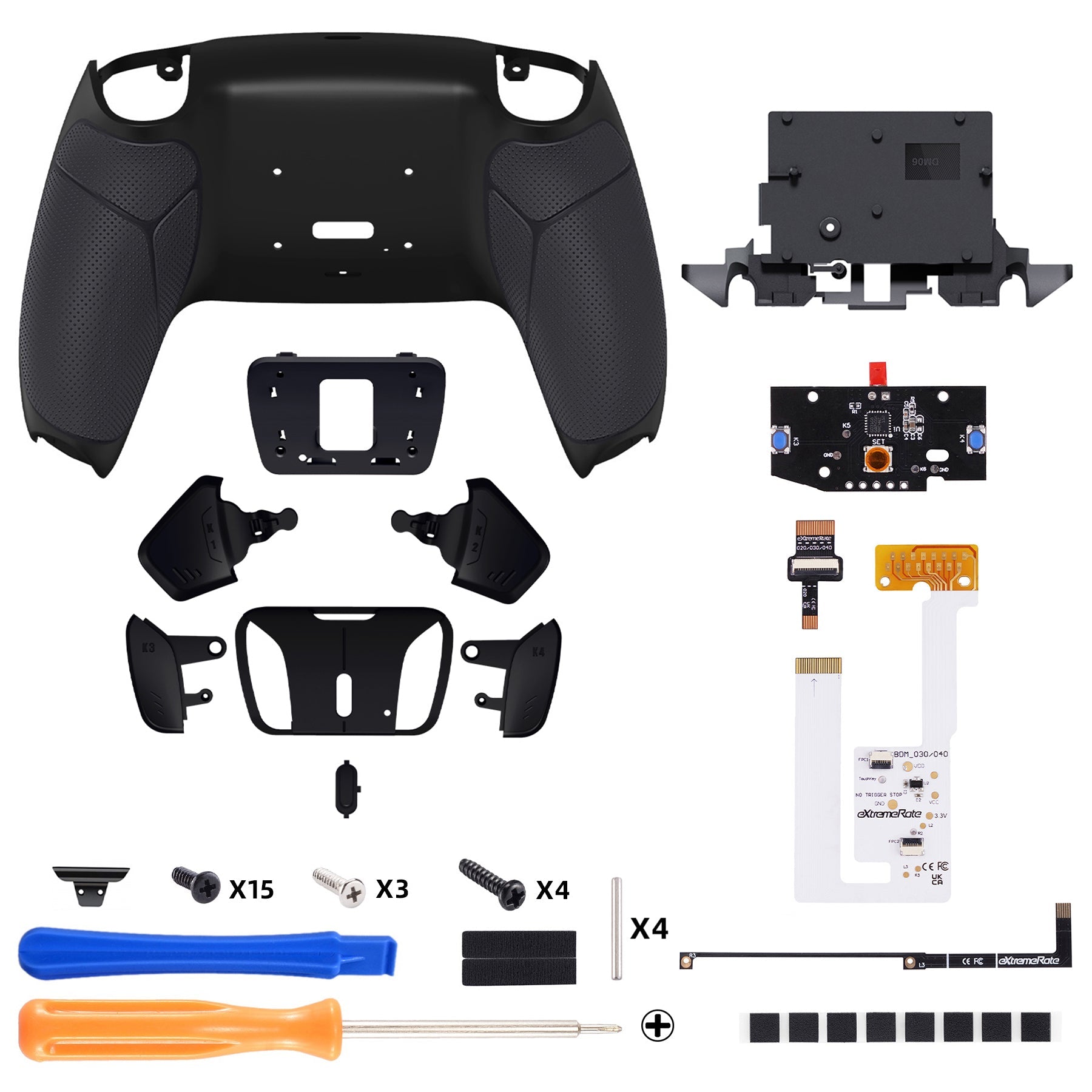 eXtremeRate Remappable RISE4 V4 Remap Kit for PS5 Controller BDM-030/040/050/060 - Rubberized Black eXtremeRate