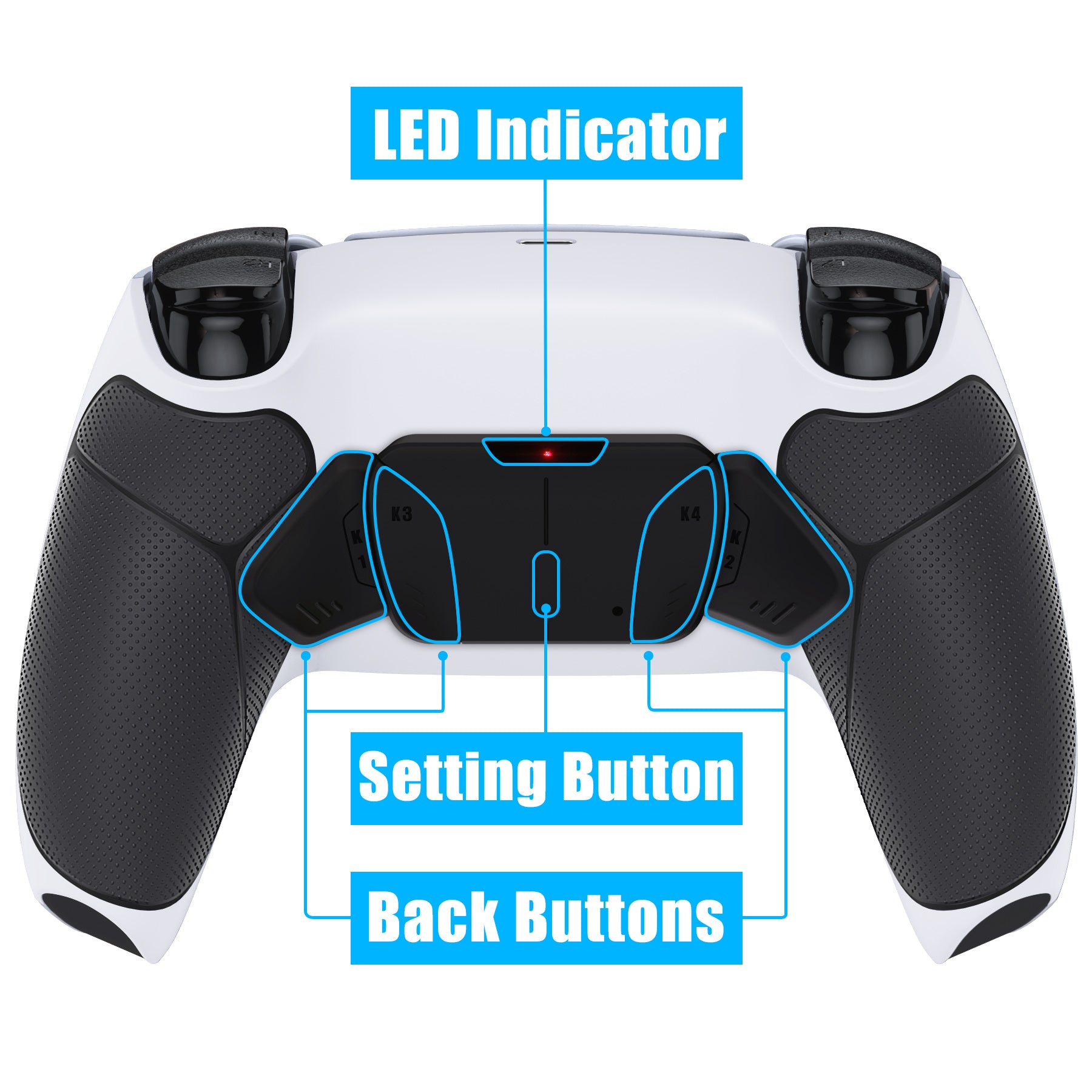 eXtremeRate Remappable RISE4 V4 Remap Kit for PS5 Controller BDM-030/040/050/060 - Rubberized White Black- Black eXtremeRate