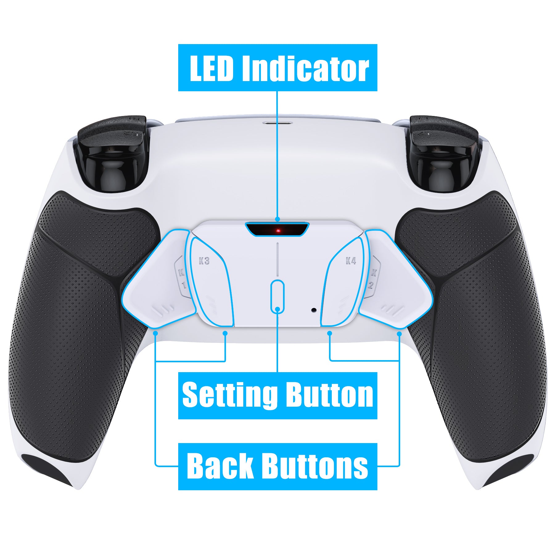 eXtremeRate Remappable RISE4 V4 Remap Kit for PS5 Controller BDM-030/040/050/060 - Rubberized White Black- White eXtremeRate