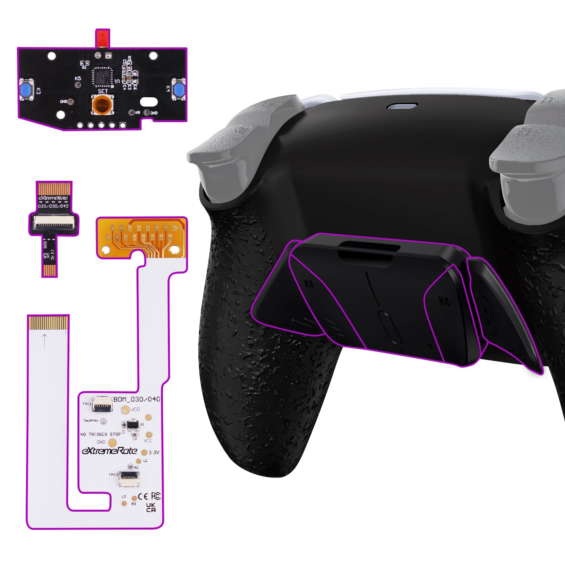 eXtremeRate Remappable RISE4 V4 Remap Kit for PS5 Controller BDM-030/040/050/060 - Textured Black eXtremeRate