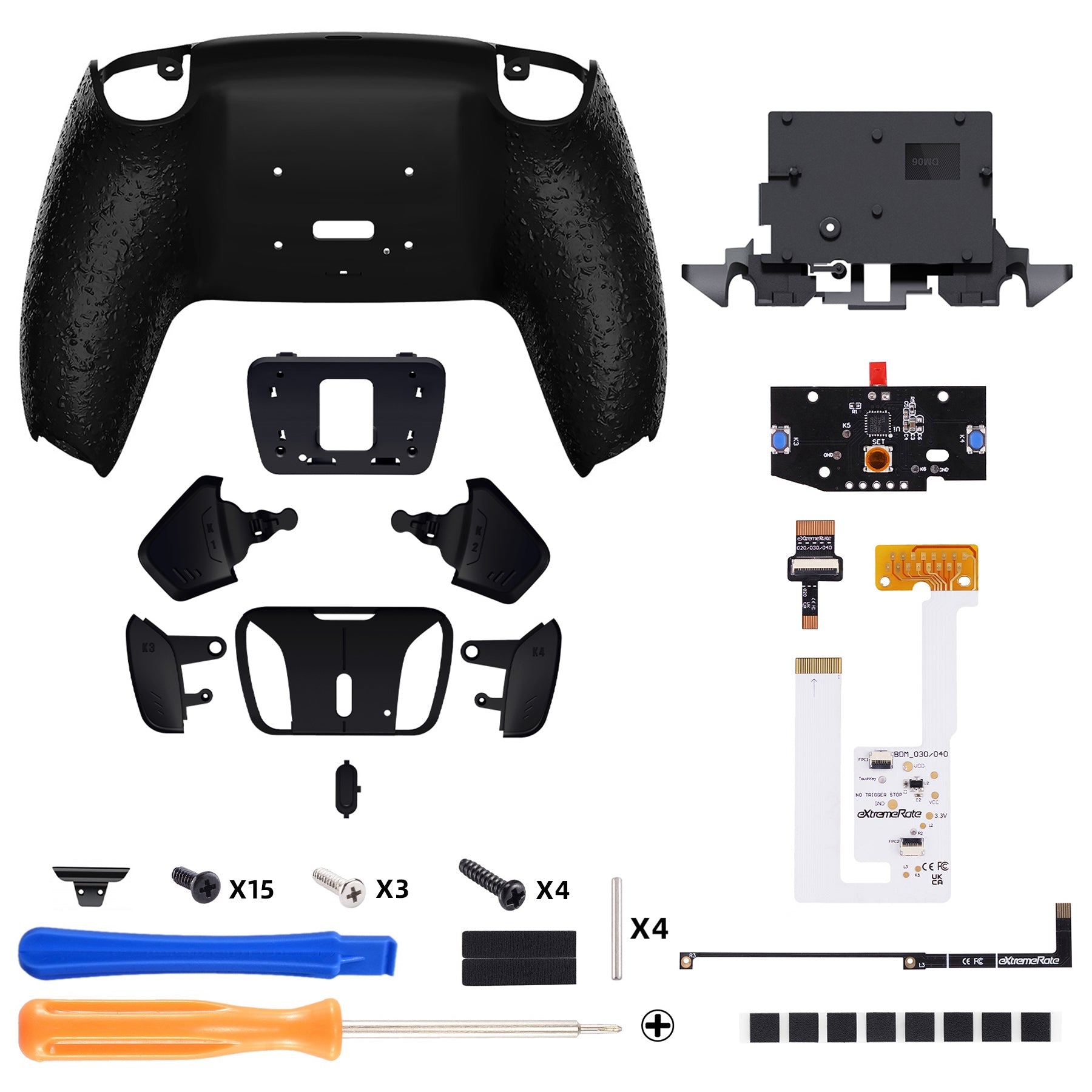 eXtremeRate Remappable RISE4 V4 Remap Kit for PS5 Controller BDM-030/040/050/060 - Textured Black eXtremeRate