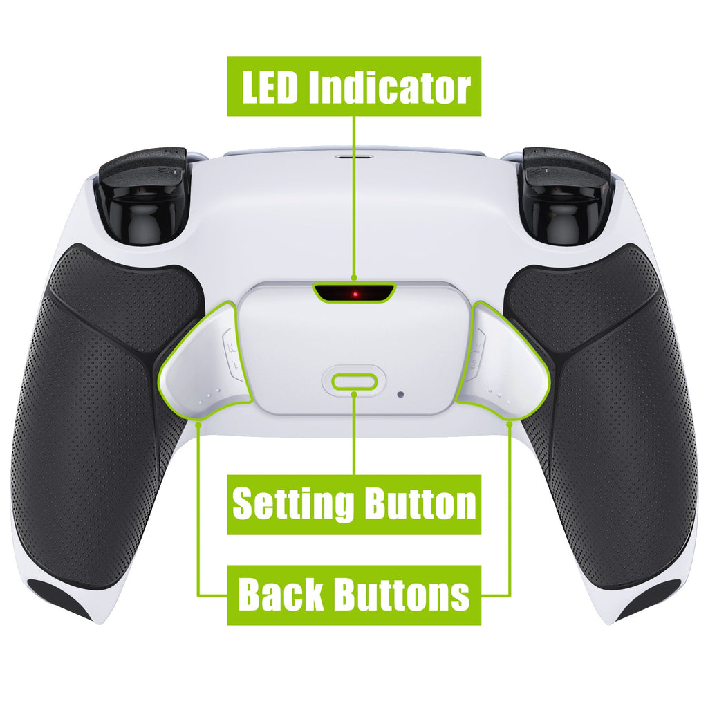 eXtremeRate Remappable RISE V3 Remap Kit for PS5 Controller BDM-030/040/050 - Rubberized Black Grip with White Back Paddles eXtremeRate