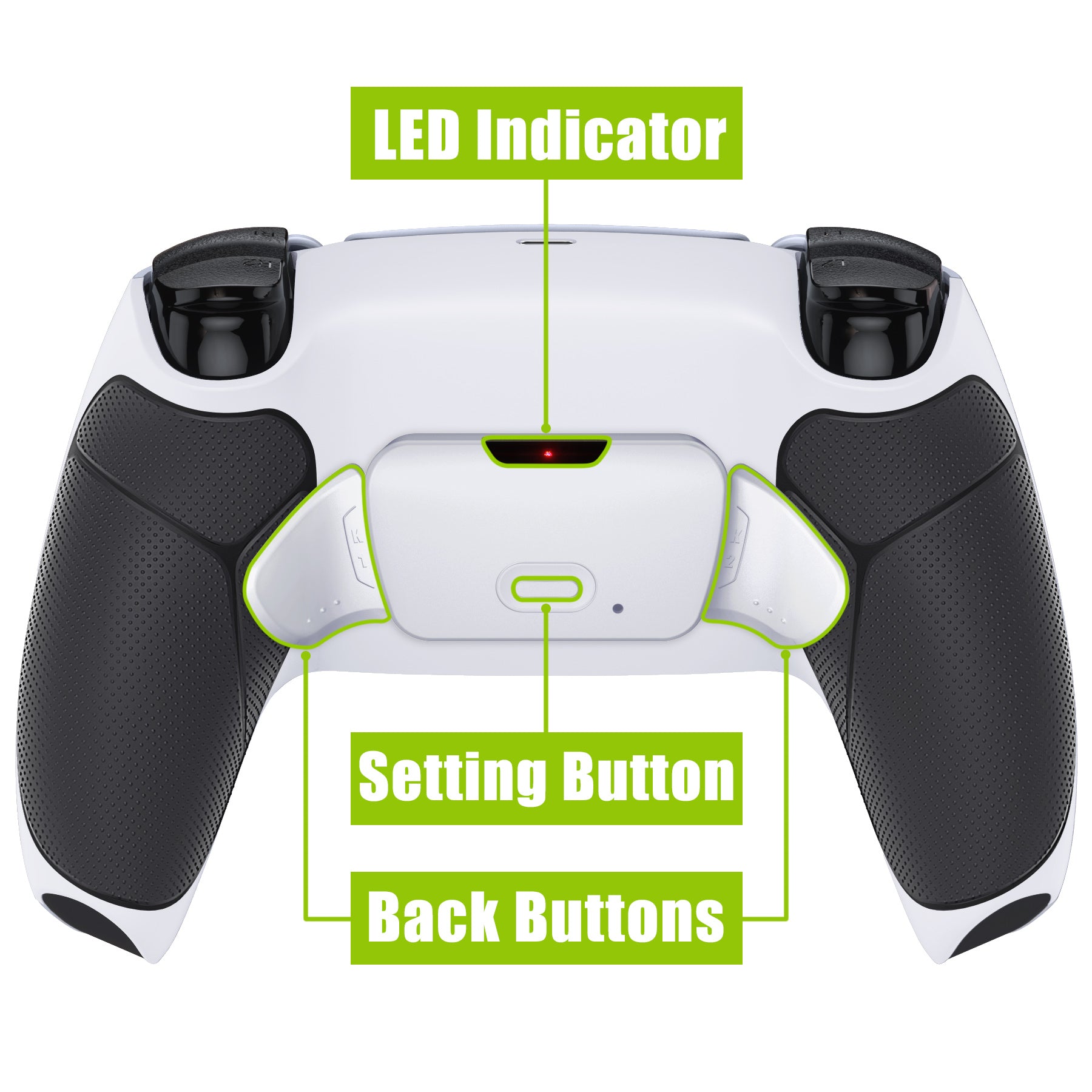 eXtremeRate Remappable RISE V3 Remap Kit for PS5 Controller BDM-030/040/050 - Rubberized Black Grip with White Back Paddles eXtremeRate