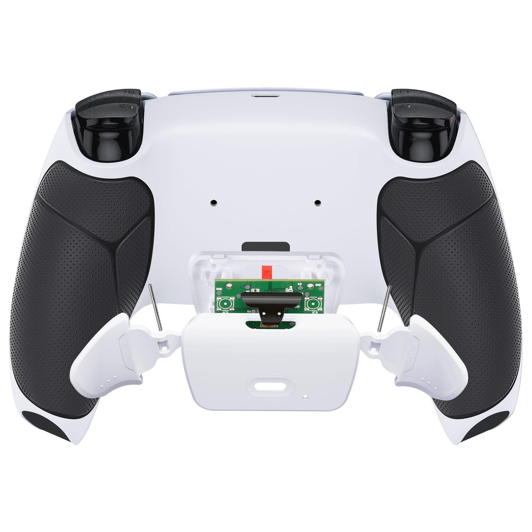 eXtremeRate Remappable RISE V3 Remap Kit for PS5 Controller BDM-030/040/050 - Rubberized Black Grip with White Back Paddles eXtremeRate
