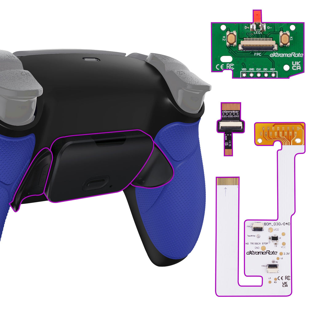 eXtremeRate Remappable RISE V3 Remap Kit for PS5 Controller BDM-030/040/050 - Rubberized Blue eXtremeRate