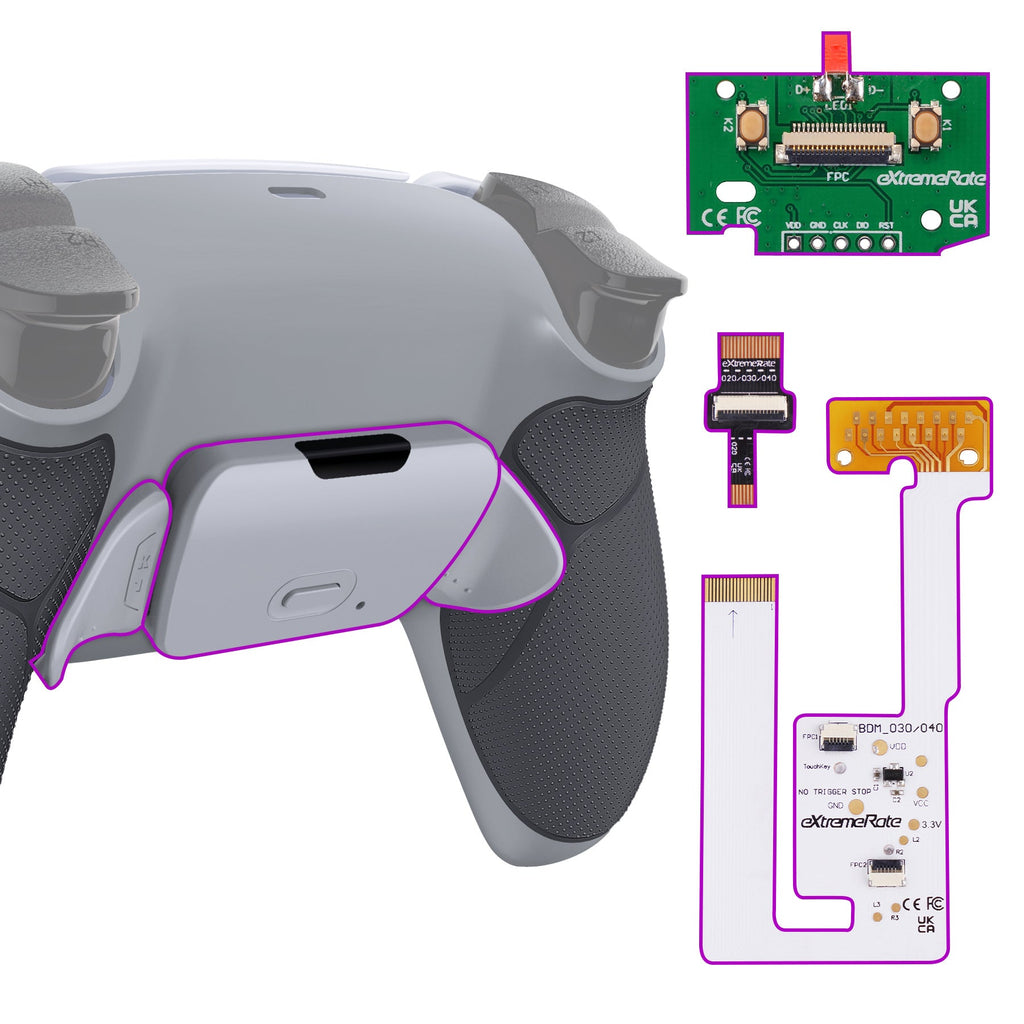 eXtremeRate Remappable RISE V3 Remap Kit for PS5 Controller BDM-030/040/050 - Rubberized Classic Gray eXtremeRate