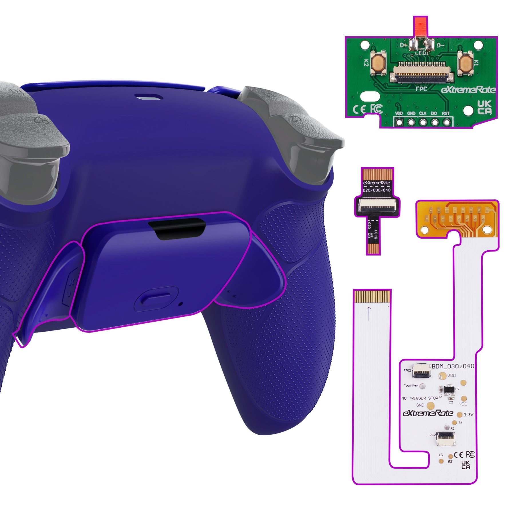 eXtremeRate Remappable RISE V3 Remap Kit for PS5 Controller BDM-030/040/050 - Rubberized Cobalt Blue eXtremeRate