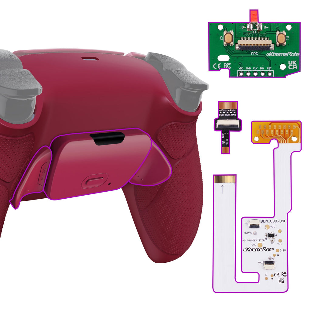 eXtremeRate Remappable RISE V3 Remap Kit for PS5 Controller BDM-030/040/050 - Rubberized Cosmic Red eXtremeRate