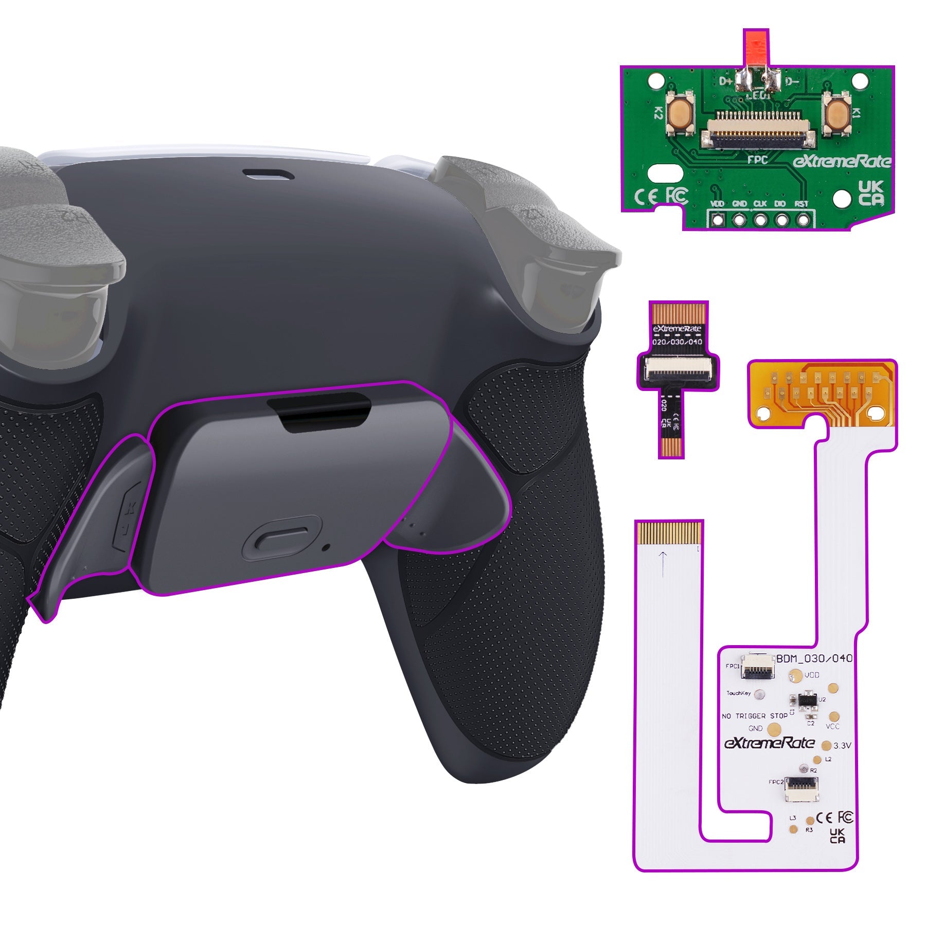 eXtremeRate Remappable RISE V3 Remap Kit for PS5 Controller BDM-030/040/050 - Rubberized Dark Gray eXtremeRate