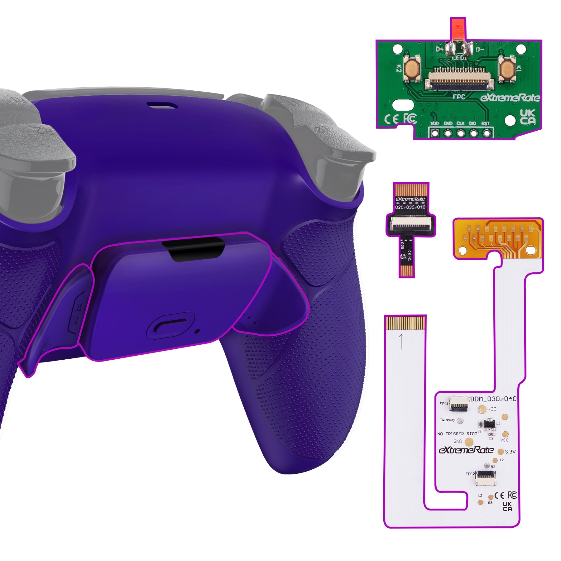 eXtremeRate Remappable RISE V3 Remap Kit for PS5 Controller BDM-030/040/050 - Rubberized Galactic Purple eXtremeRate
