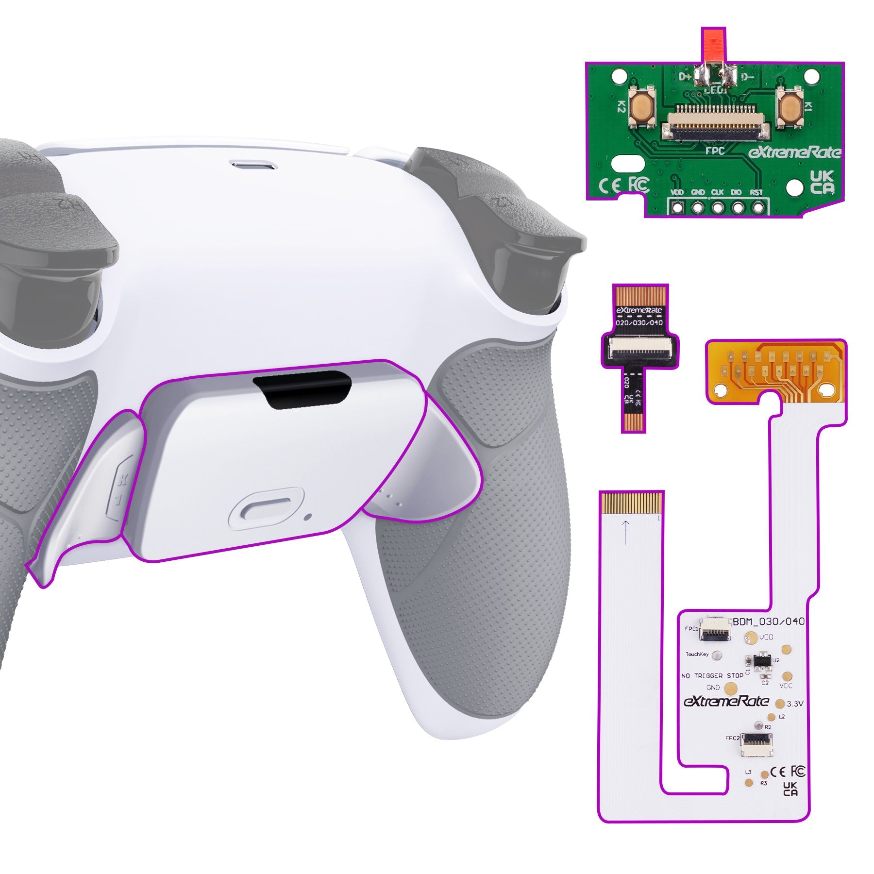 eXtremeRate Remappable RISE V3 Remap Kit for PS5 Controller BDM-030/040/050 - Rubberized Gray eXtremeRate