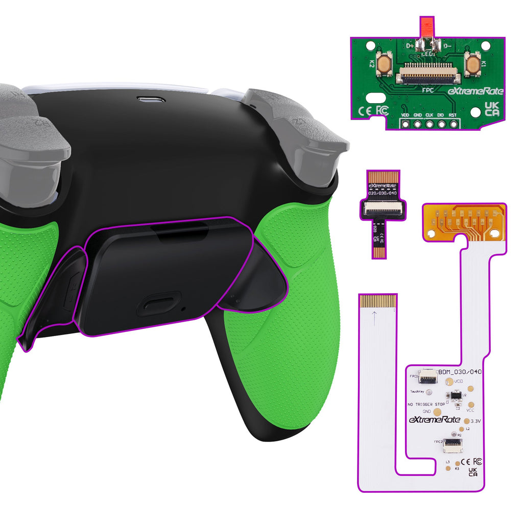 eXtremeRate Remappable RISE V3 Remap Kit for PS5 Controller BDM-030/040/050 - Rubberized Green eXtremeRate