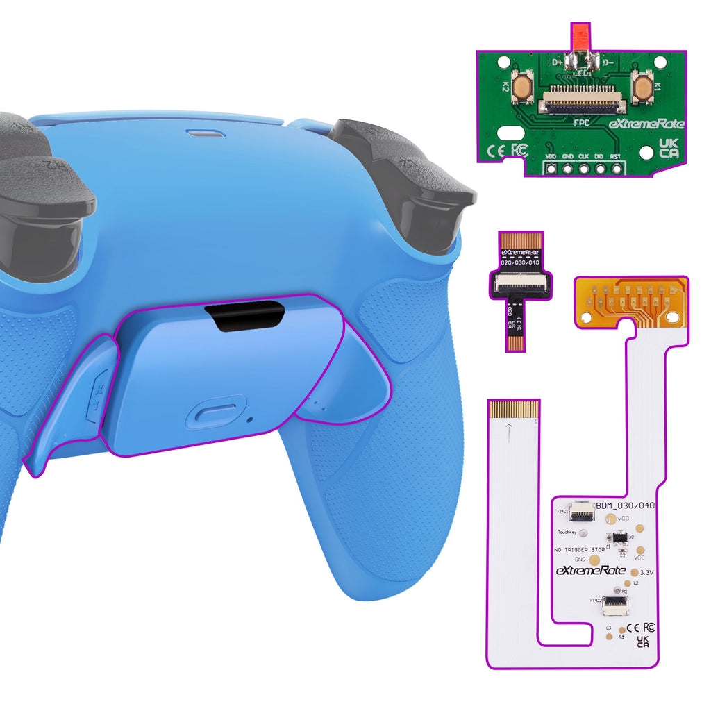 eXtremeRate Remappable RISE V3 Remap Kit for PS5 Controller BDM-030/040/050 - Rubberized Starlight Blue eXtremeRate