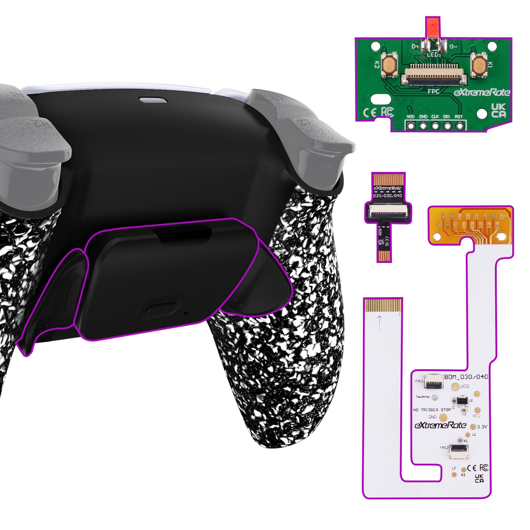 eXtremeRate Remappable RISE V3 Remap Kit for PS5 Controller BDM-030/040/050 - Textured White eXtremeRate