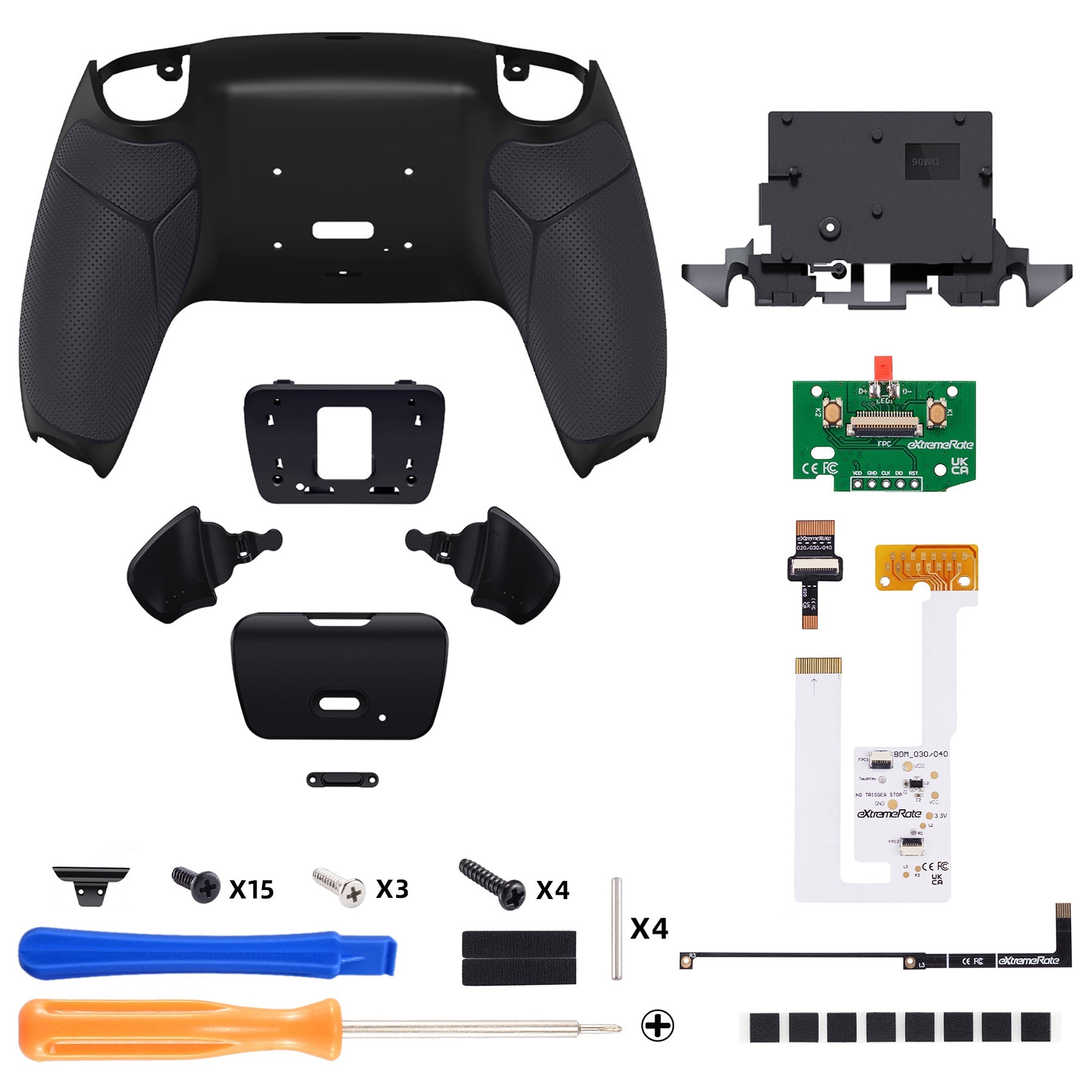 eXtremeRate Remappable RISE V4 Remap Kit for PS5 Controller BDM-030/040/050/060 - Rubberized Black eXtremeRate