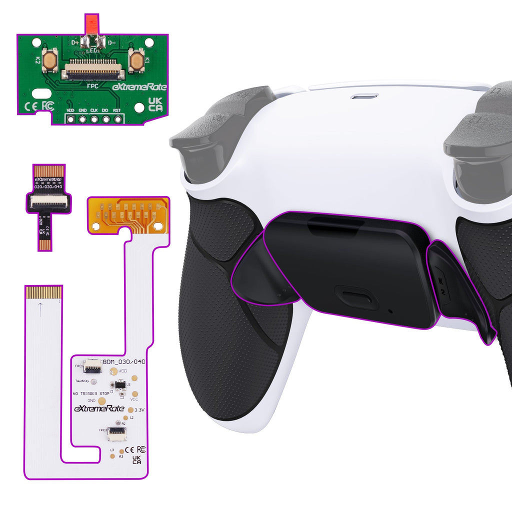 eXtremeRate Remappable RISE V4 Remap Kit for PS5 Controller BDM-030/040/050/060 - Rubberized White Black- Black eXtremeRate