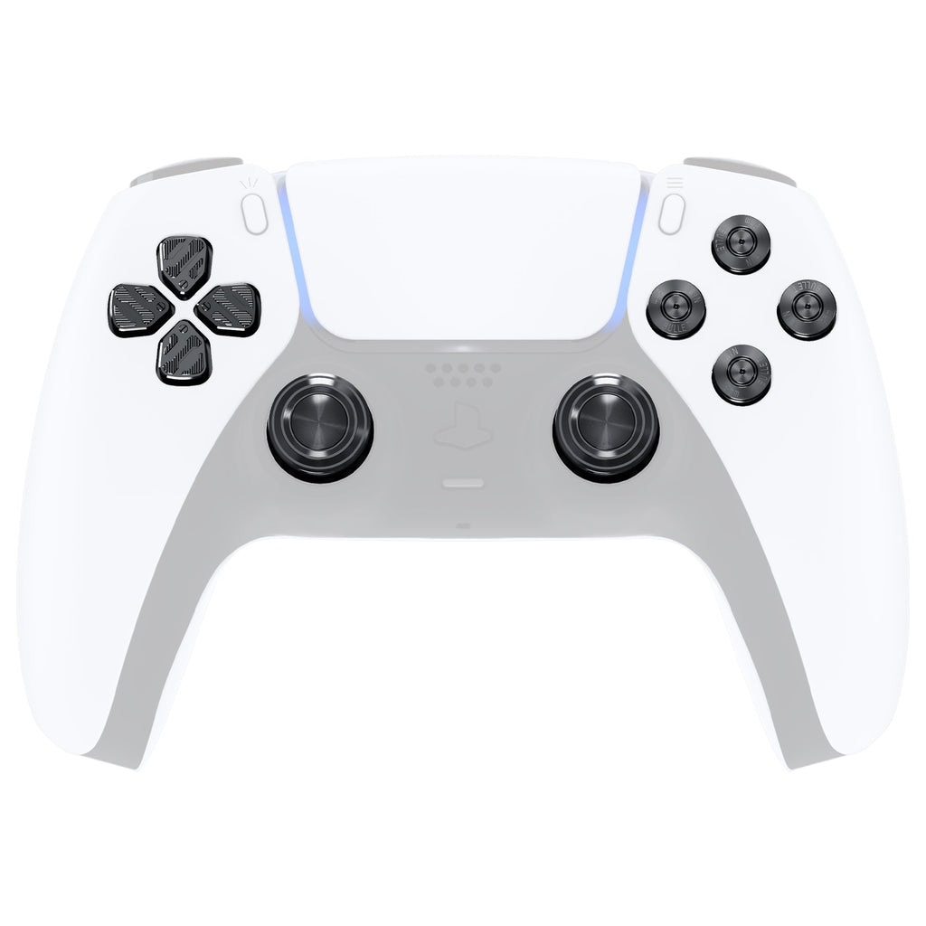 eXtremeRate Replacement Aluminum Metal Thumbsticks Dpad ABXY Buttons for PS5 Controller - Black eXtremeRate