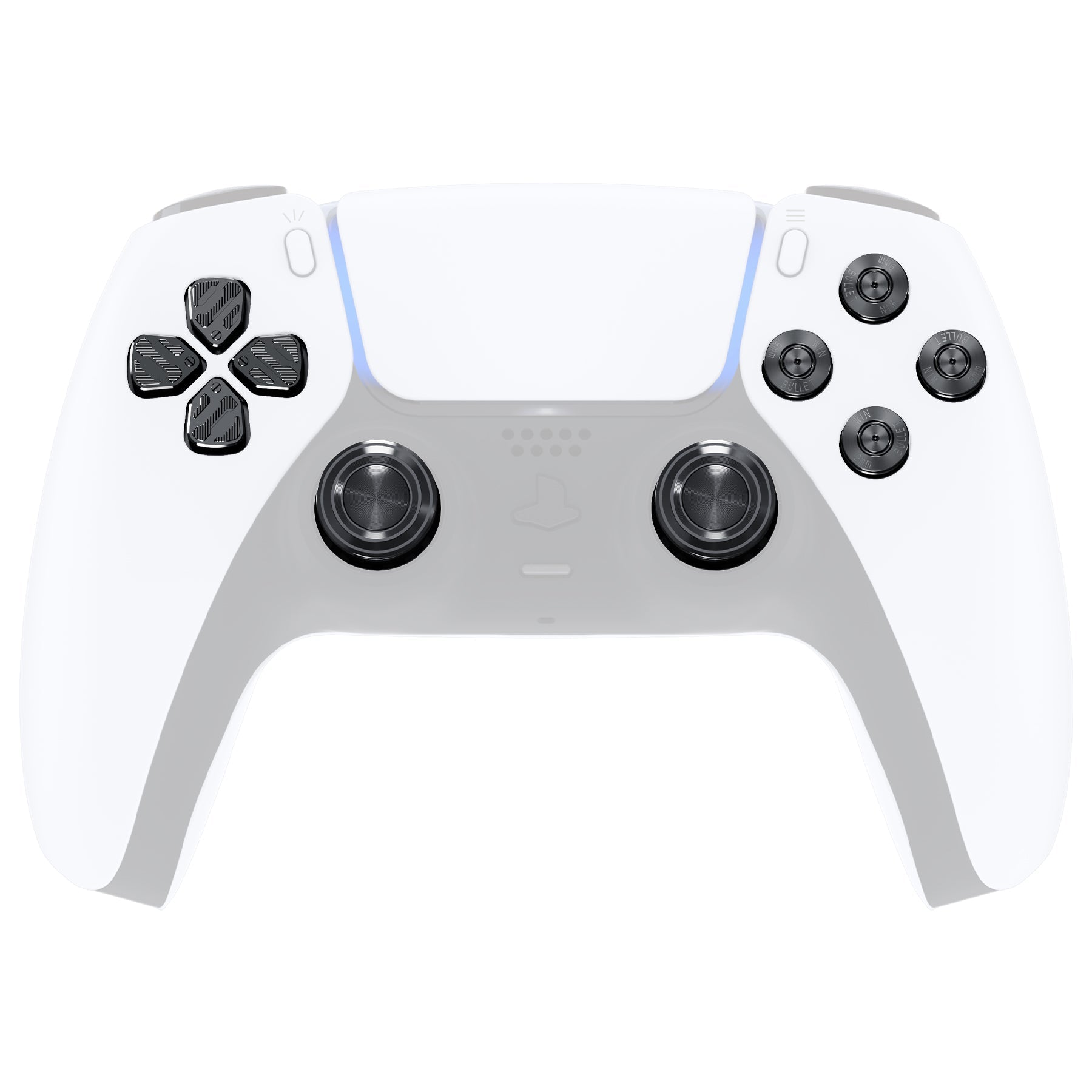 eXtremeRate Replacement Aluminum Metal Thumbsticks Dpad ABXY Buttons for PS5 Controller - Black eXtremeRate