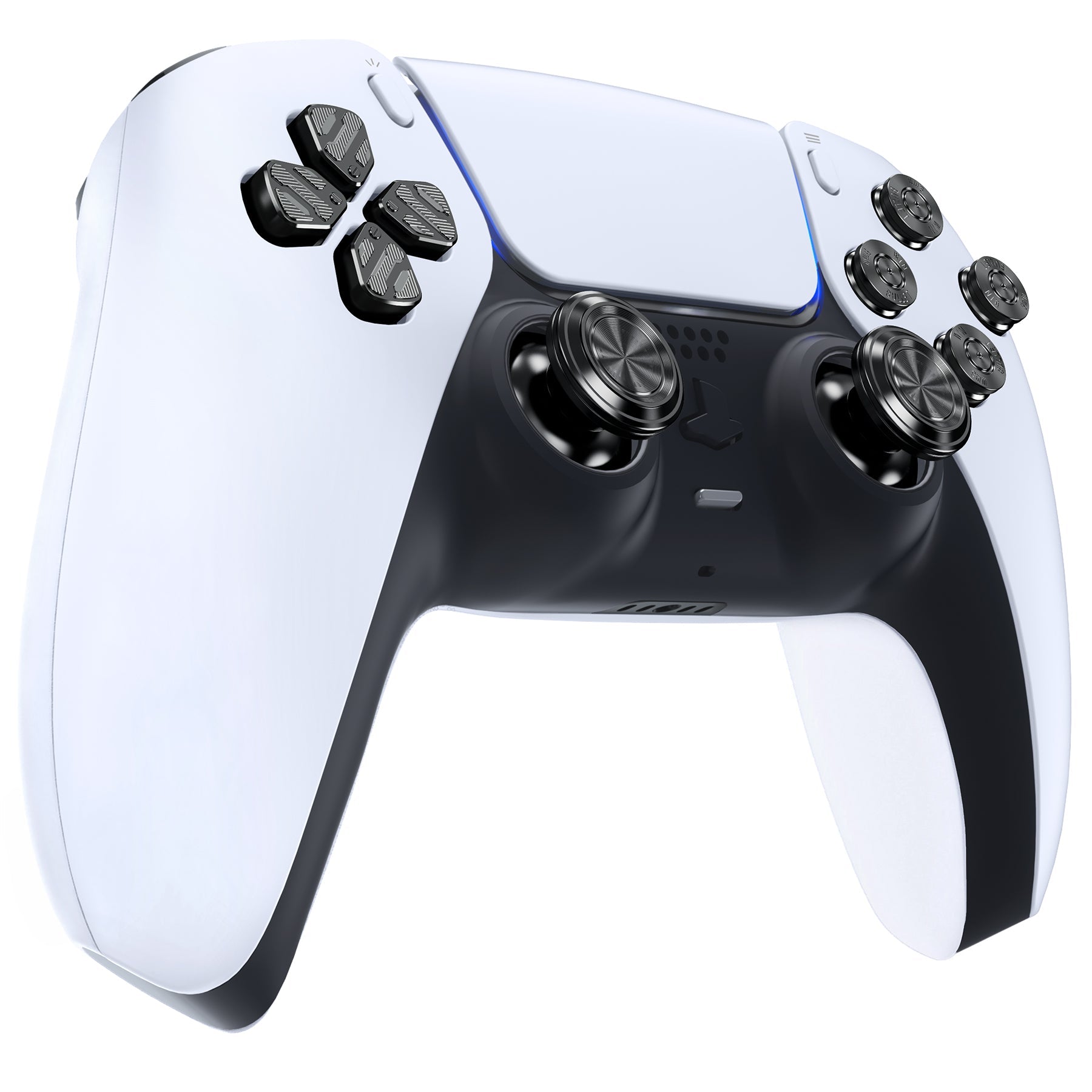 eXtremeRate Replacement Aluminum Metal Thumbsticks Dpad ABXY Buttons for PS5 Controller - Black eXtremeRate