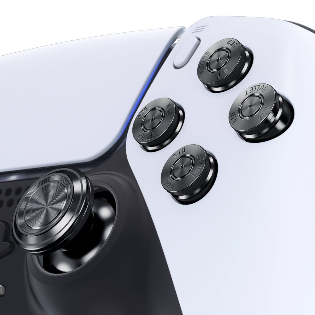eXtremeRate Replacement Aluminum Metal Thumbsticks Dpad ABXY Buttons for PS5 Controller - Black eXtremeRate