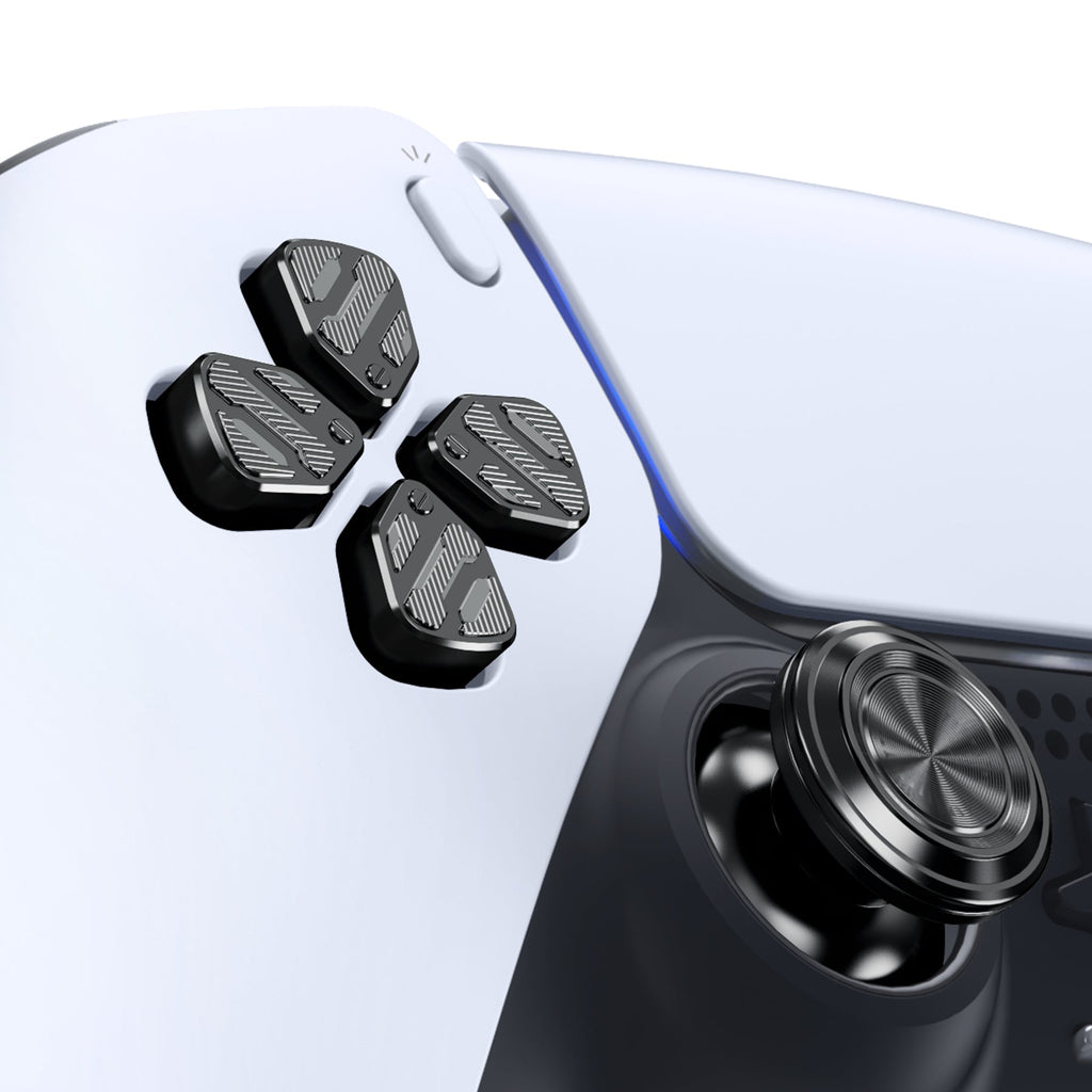 eXtremeRate Replacement Aluminum Metal Thumbsticks Dpad ABXY Buttons for PS5 Controller - Black eXtremeRate
