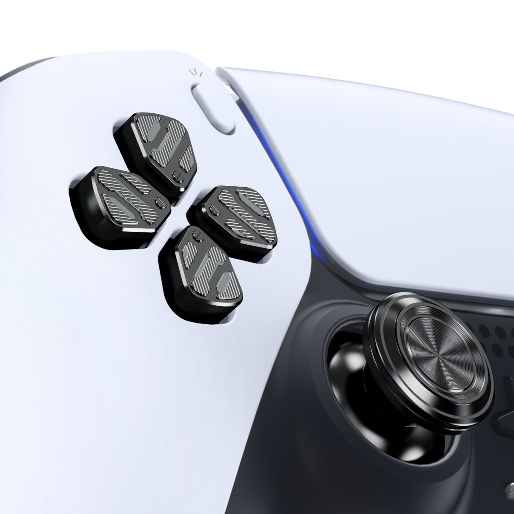 eXtremeRate Replacement Aluminum Metal Thumbsticks Dpad ABXY Buttons for PS5 Controller - Black eXtremeRate