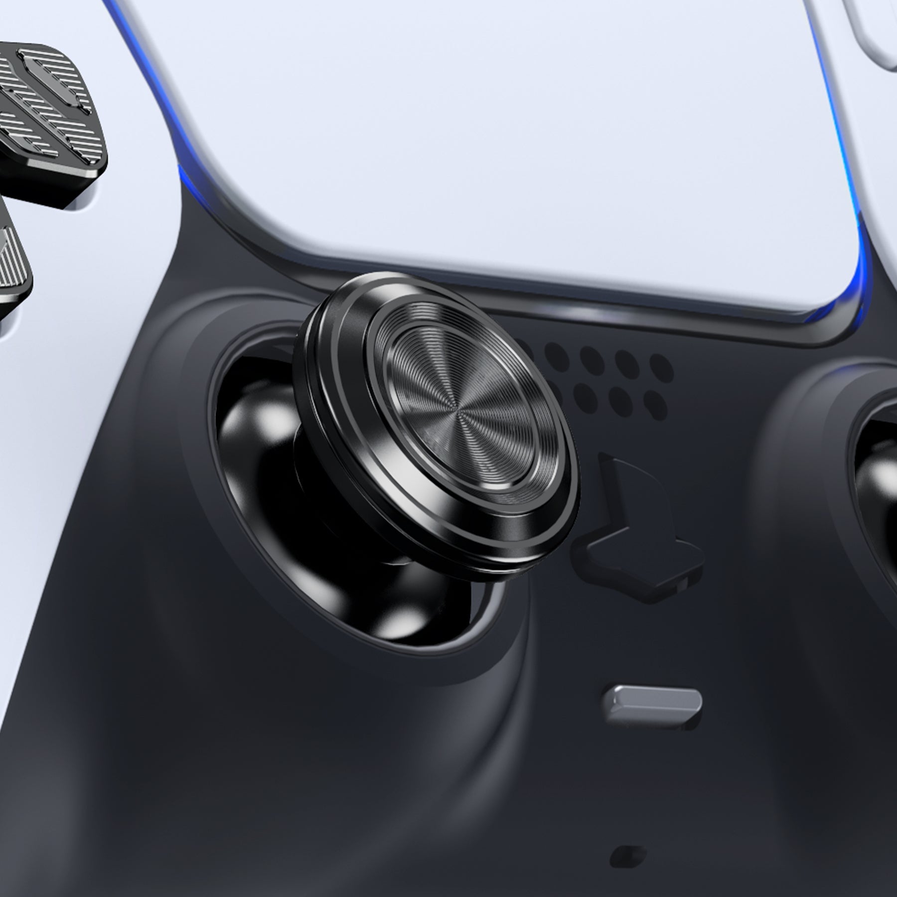 eXtremeRate Replacement Aluminum Metal Thumbsticks Dpad ABXY Buttons for PS5 Controller - Black eXtremeRate