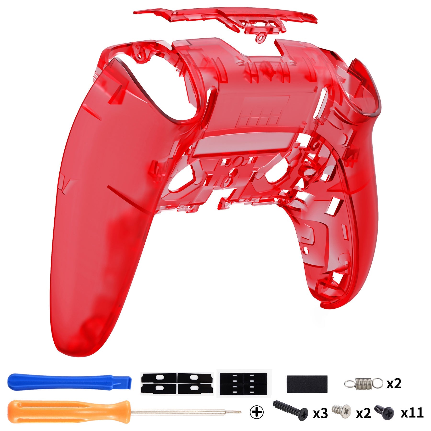 eXtremeRate Replacement Back Housing Bottom Shell Compatible with PS5 Edge Controller - Clear Red eXtremeRate