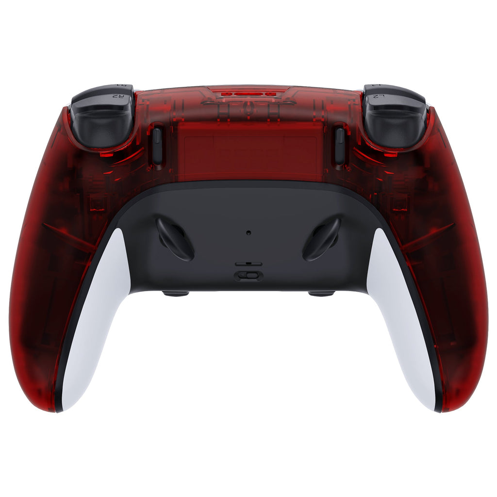 eXtremeRate Replacement Back Housing Bottom Shell Compatible with PS5 Edge Controller - Clear Red eXtremeRate