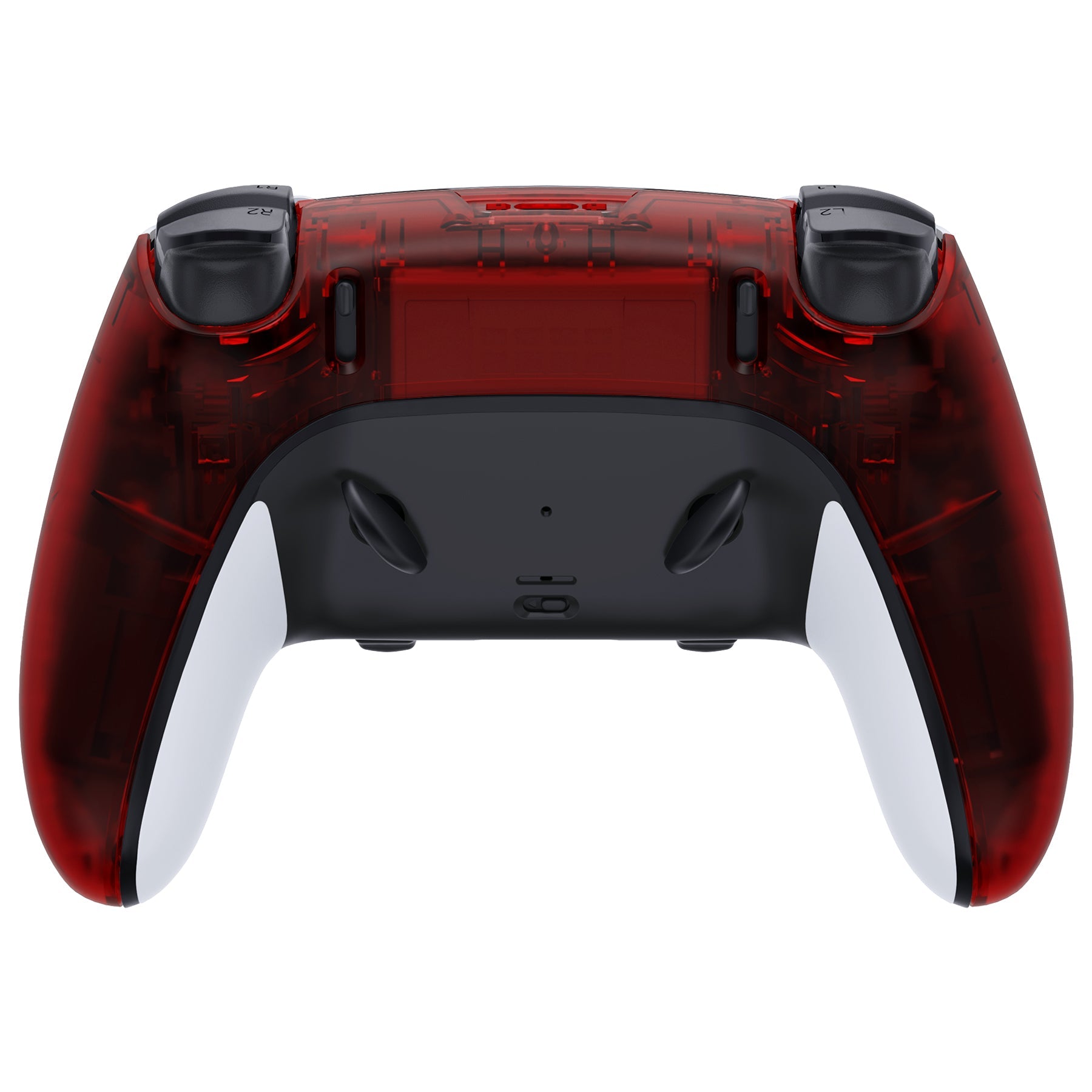 eXtremeRate Replacement Back Housing Bottom Shell Compatible with PS5 Edge Controller - Clear Red eXtremeRate