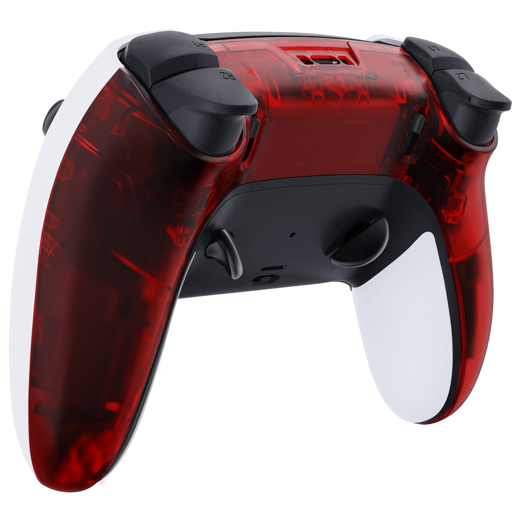 eXtremeRate Replacement Back Housing Bottom Shell Compatible with PS5 Edge Controller - Clear Red eXtremeRate