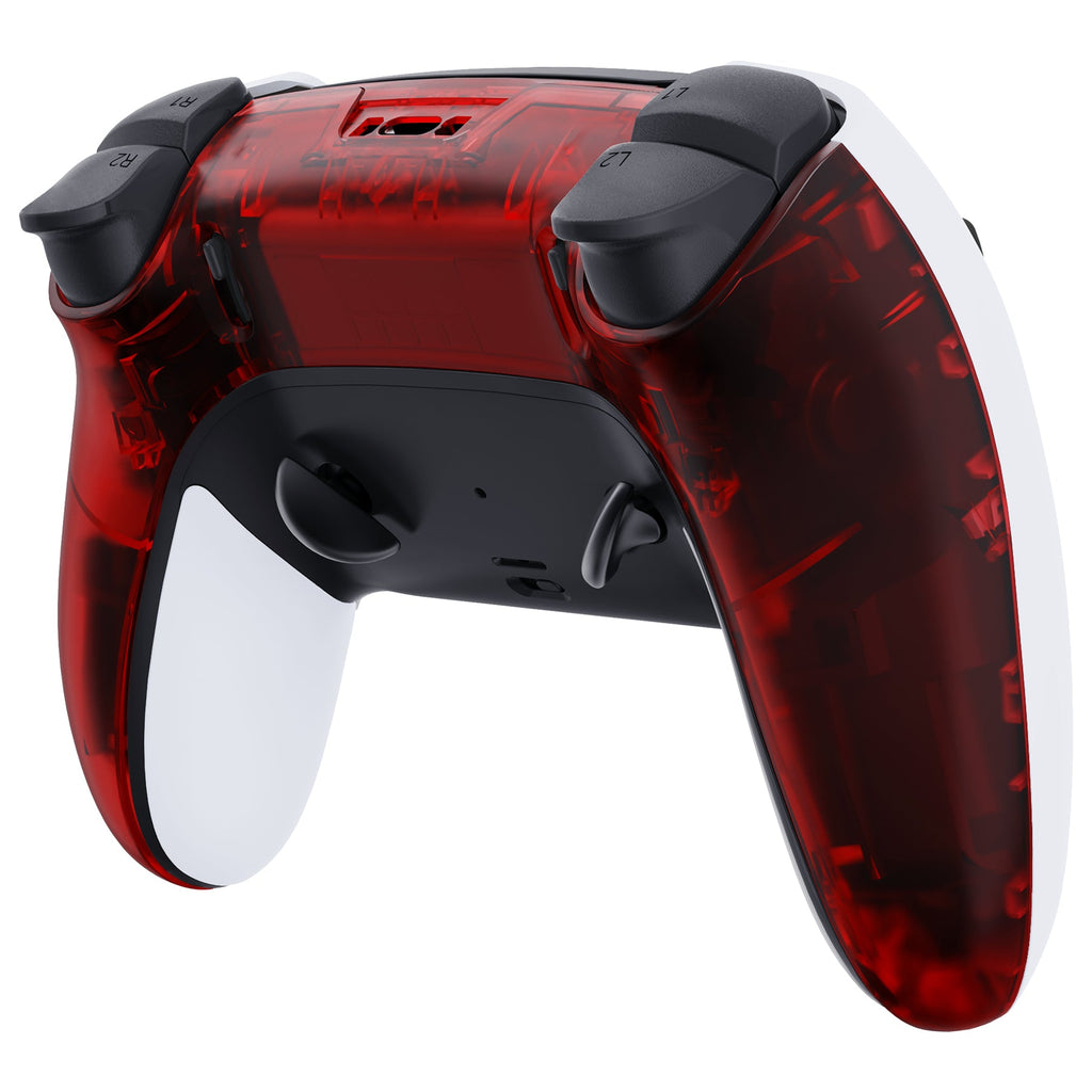 eXtremeRate Replacement Back Housing Bottom Shell Compatible with PS5 Edge Controller - Clear Red eXtremeRate