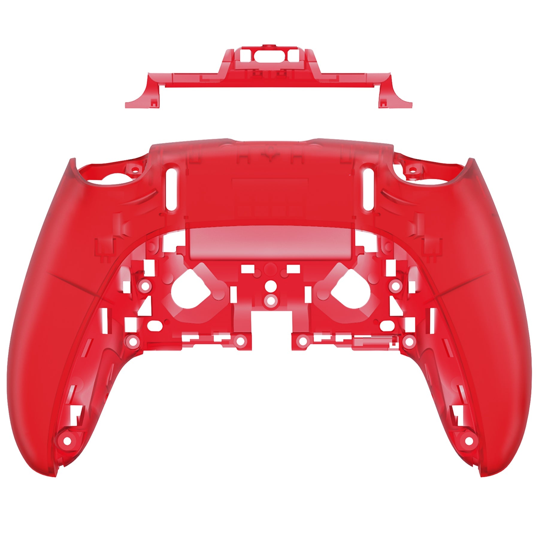 eXtremeRate Replacement Back Housing Bottom Shell Compatible with PS5 Edge Controller - Clear Red eXtremeRate