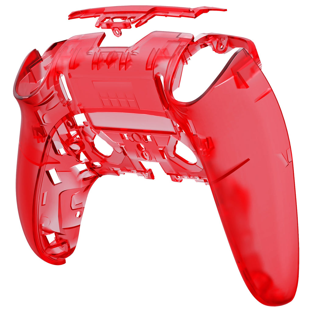 eXtremeRate Replacement Back Housing Bottom Shell Compatible with PS5 Edge Controller - Clear Red eXtremeRate