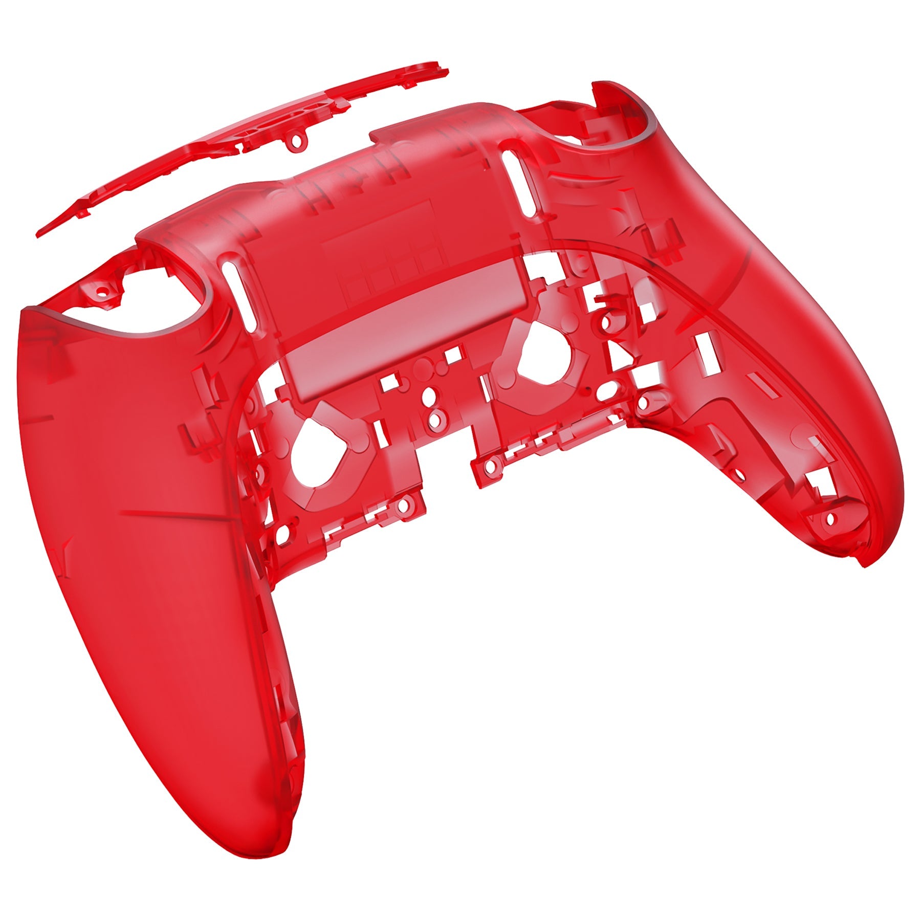 eXtremeRate Replacement Back Housing Bottom Shell Compatible with PS5 Edge Controller - Clear Red eXtremeRate