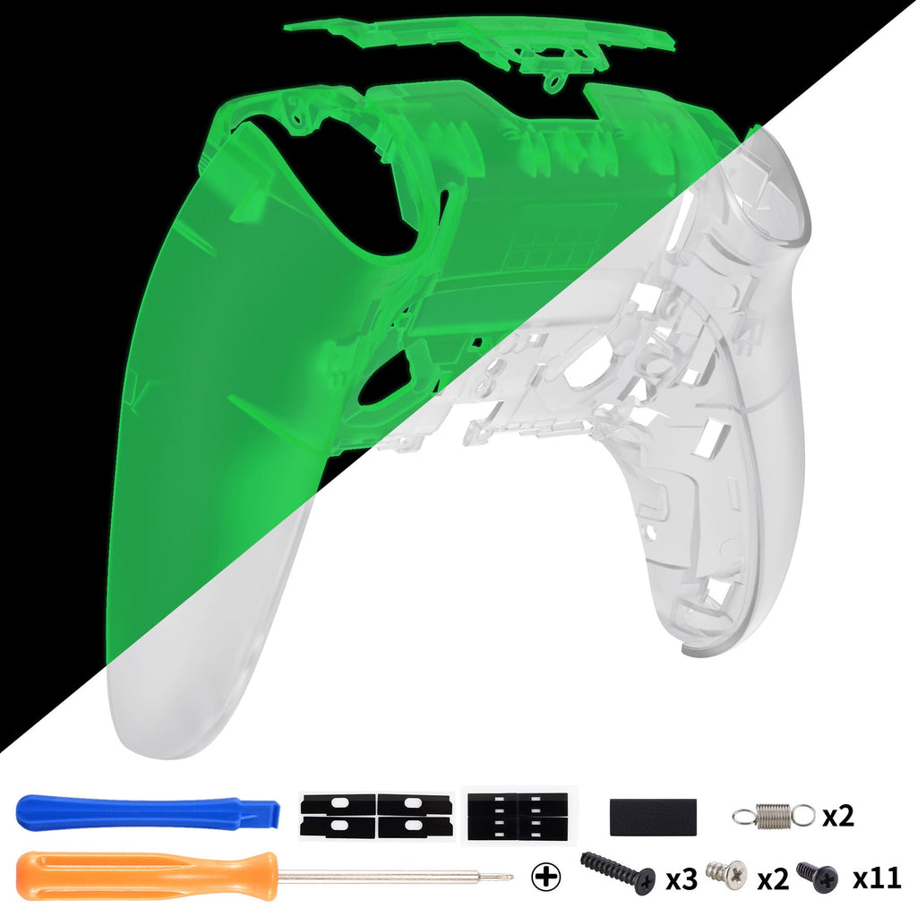 eXtremeRate Replacement Back Housing Bottom Shell Compatible with PS5 Edge Controller - Glow in Dark - Green eXtremeRate