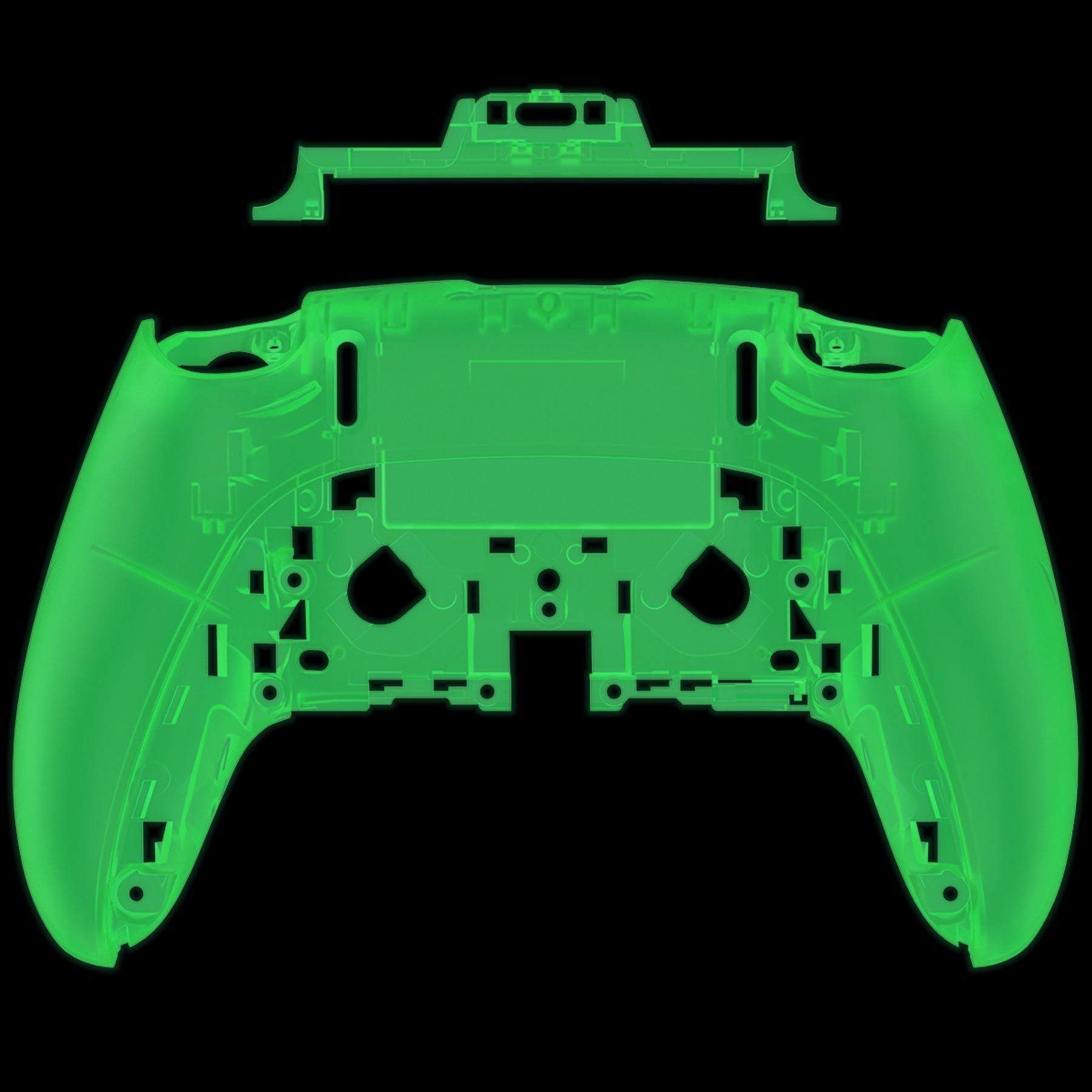 eXtremeRate Replacement Back Housing Bottom Shell Compatible with PS5 Edge Controller - Glow in Dark - Green eXtremeRate