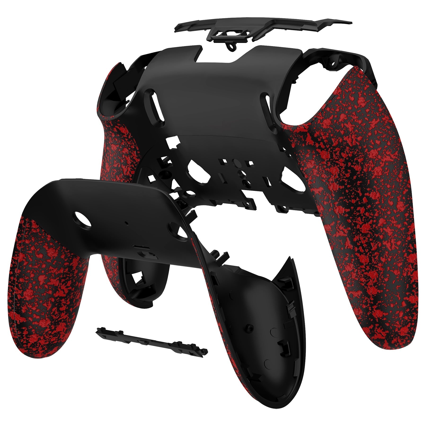 eXtremeRate Replacement Back Housing Bottom Shell & Clip Shell Compatible with PS5 Edge Controller -  Textured Red eXtremeRate