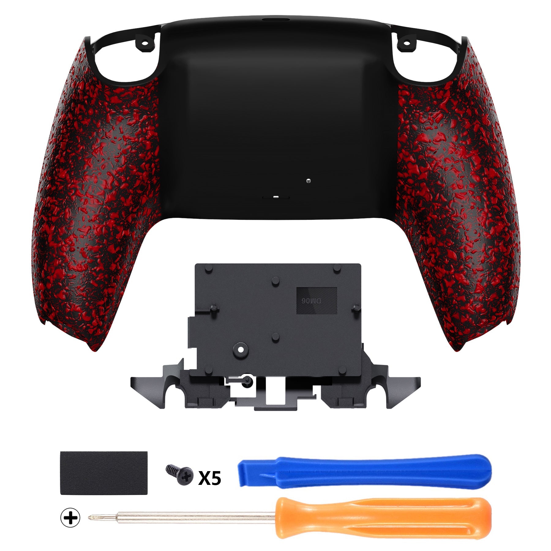 eXtremeRate Replacement Back Housing Bottom Shell for PS5 Controller BDM-010/020/030/040/050/060 - Textured Red eXtremeRate